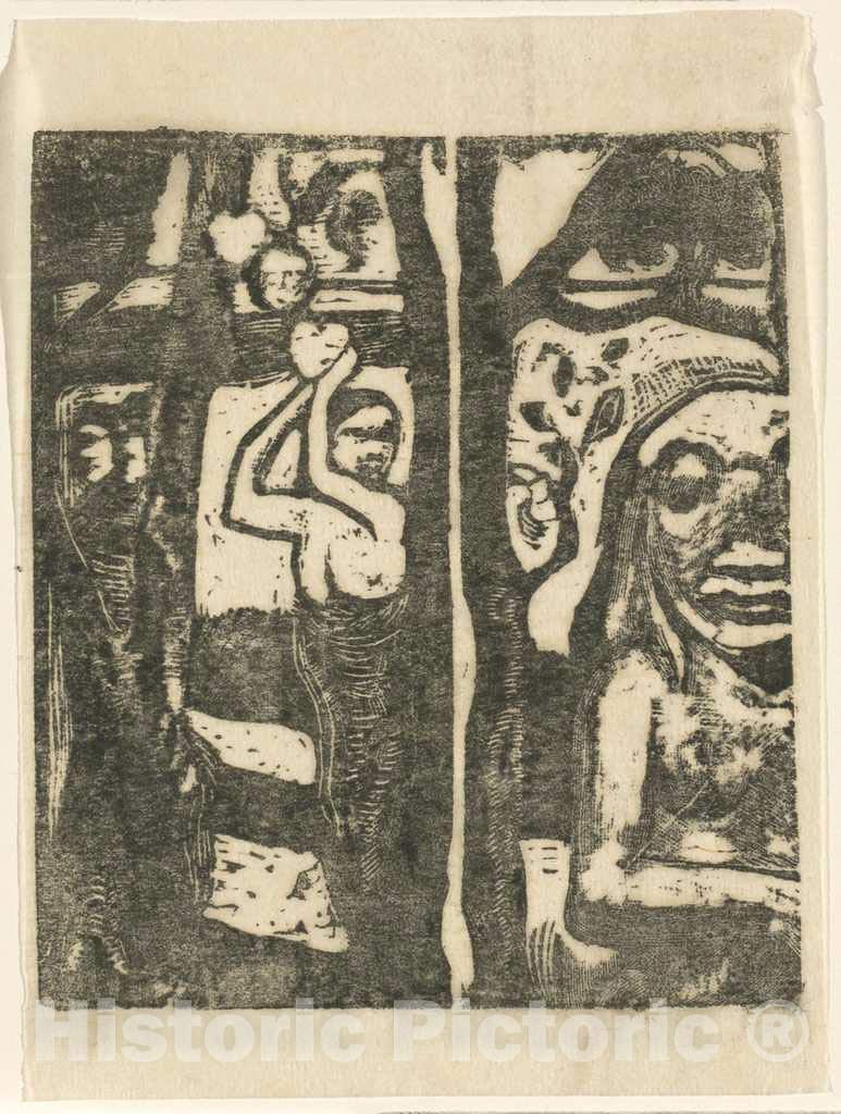 Paul Gauguin Art Print: Woman Picking Fruit and The Savage (Femme cueillant des Fruits et oviri), c.1895 - 36x48 Inch Historic Wall Decor for Living Room, Office & Gallery Display