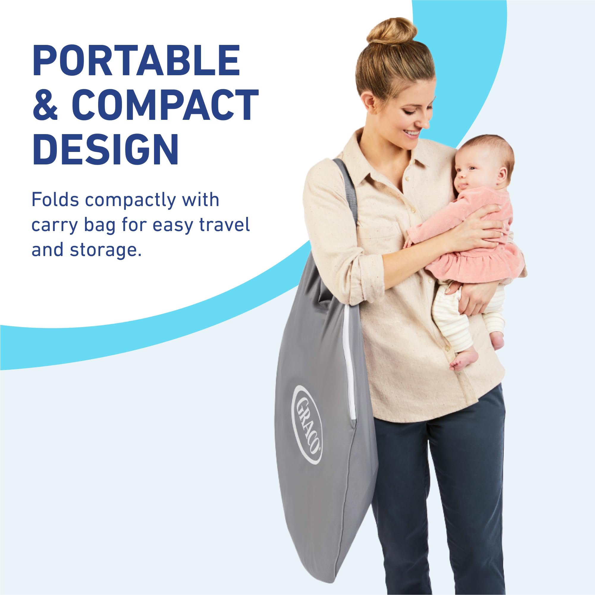 Graco Pack 'n Play Dome LX Portable Playard with Removable Bassinet - Lightweight Travel Crib for Babies & Toddlers - One-Push Fold Design - Redmond Pattern - Perfect for Home, Travel & Daycare Use