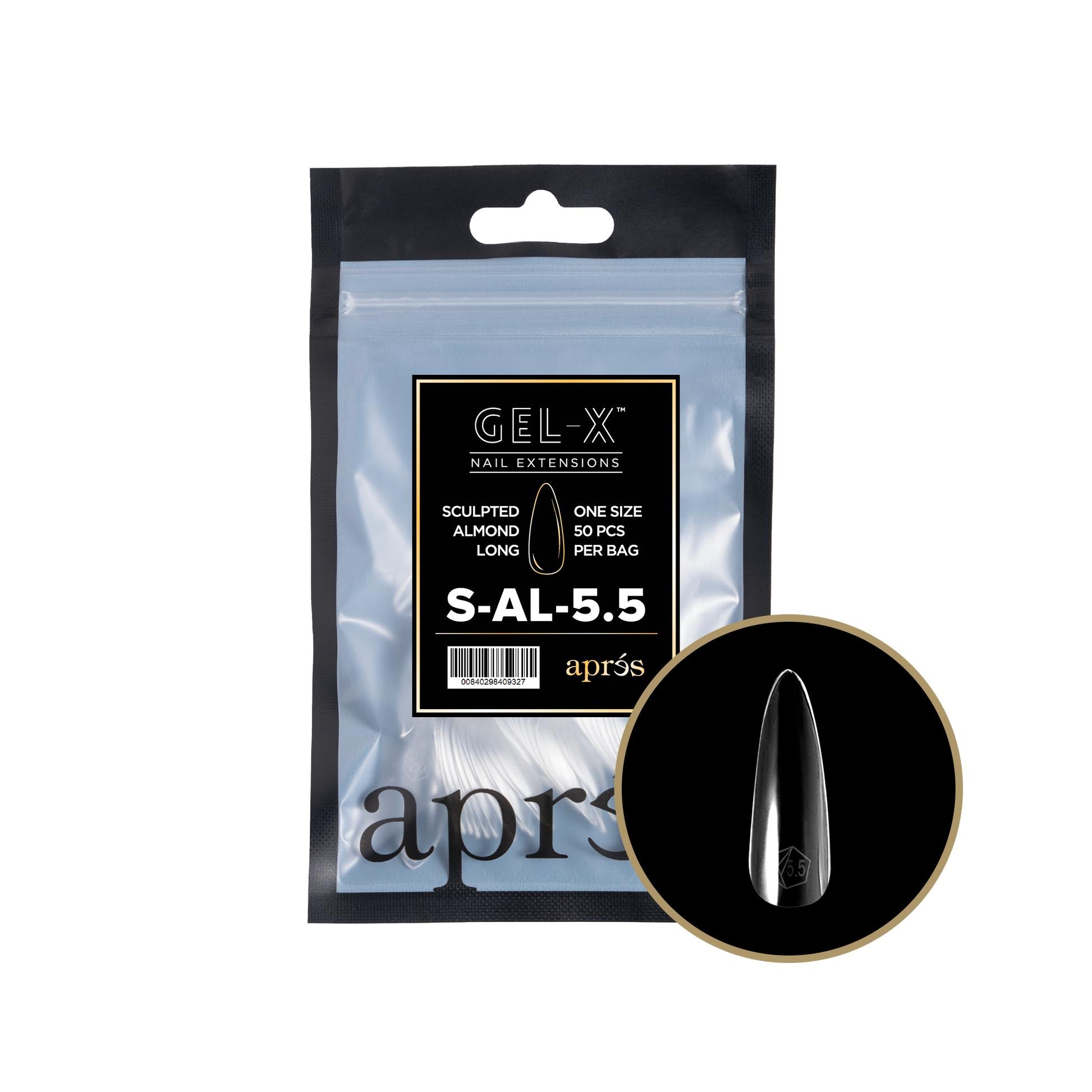 Apres Gel X 2.0 Refill Bags - Sculpted Almond Long Fake Nails (50 Pcs) | Size 5.5 | Professional Salon Quality Press On Nails for Manicure & Nail Art | Perfect for Weddings, Parties & Special Occasions