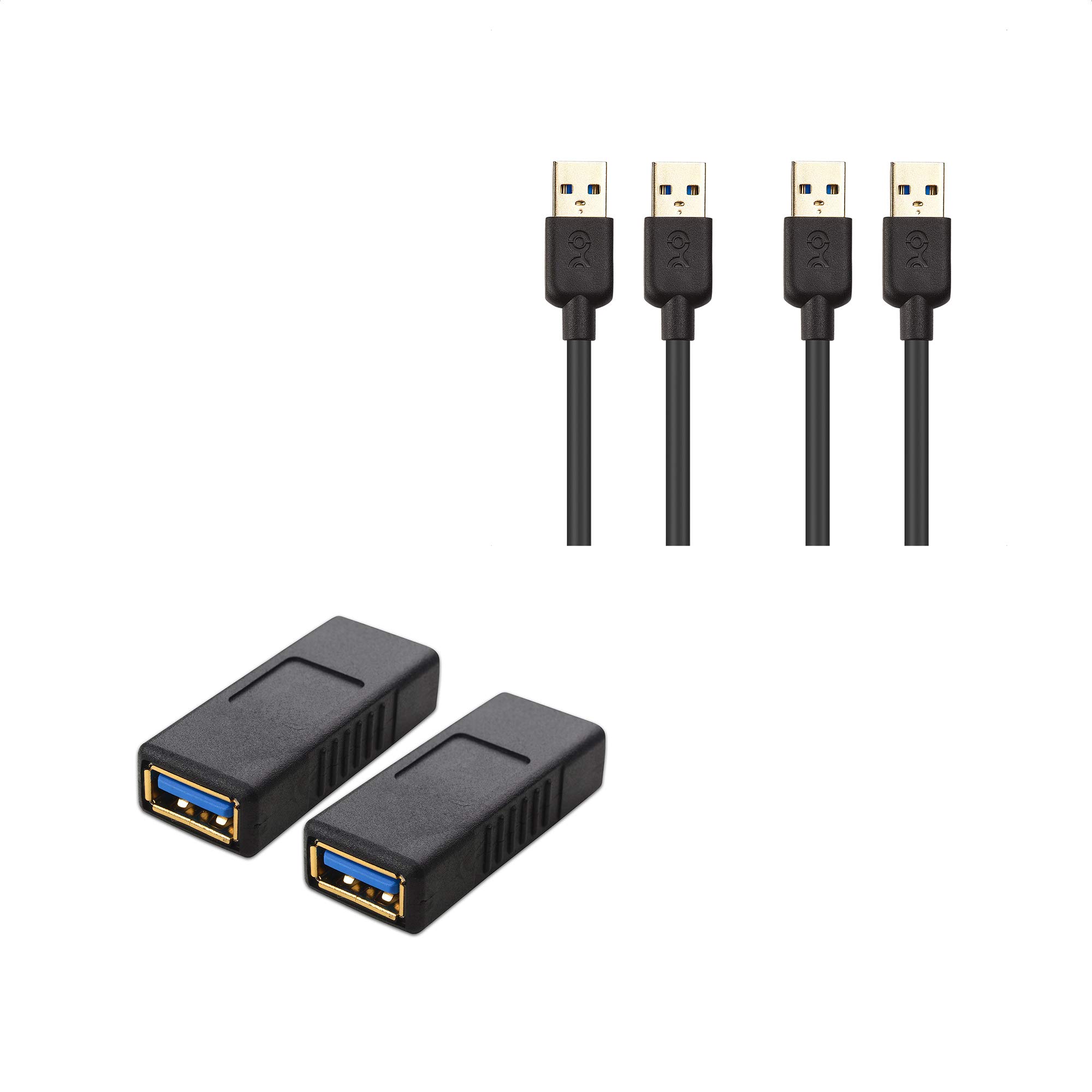 Cable Matters 2-Pack USB 3.0 Cable Male to Male 6ft & USB 3.0 Coupler Gender Changer - High Speed Data Transfer for PC, Laptop, Printer, External Hard Drive, Smart TV and More