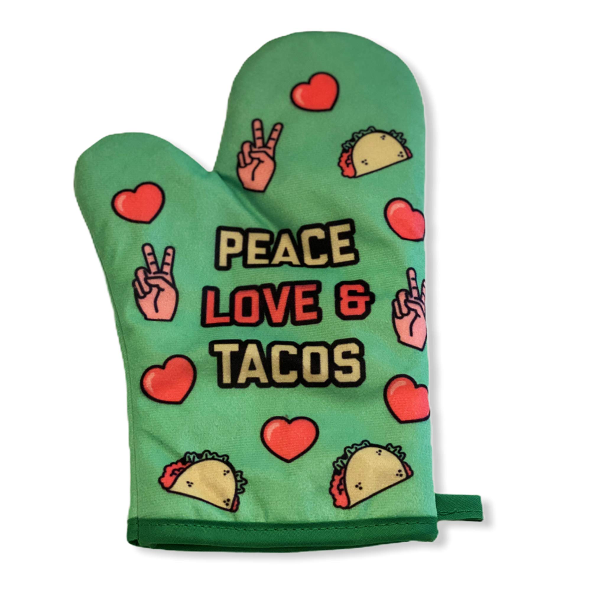 Funny Peace Love Tacos Graphic Novelty Kitchen Accessories - Perfect for Taco Lovers, Mexican Food Enthusiasts & Unique Home Decor Gifts