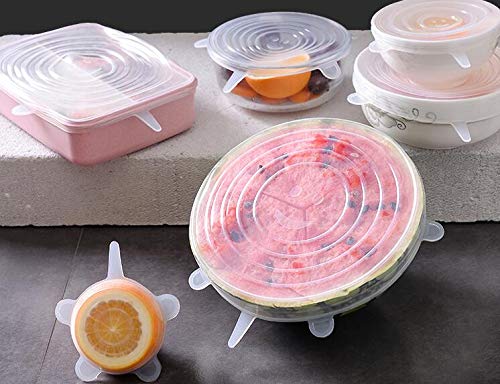 WOIWO 6-Piece Silicone Food Storage Covers Set - Universal Stretchable Bowl Covers for Refrigerator, Microwave & Freezer - BPA-Free Food Grade Silicone Lids for Fresh Food Preservation - Perfect for Meal Prep, Leftovers & Snack Storage