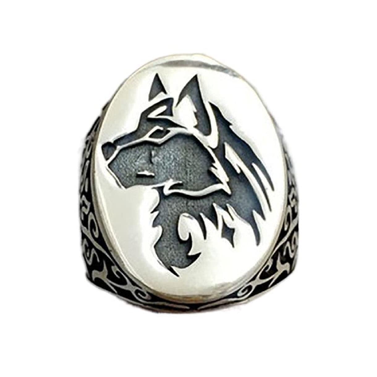 Viking Wolf Head Ring for Men - Nordic Gothic Wolf Totem Ring, Punk Animal Jewelry for Boys, Hip Hop Signet Ring, Retro Rock Style - Perfect for Costume Parties, Gifts, and Everyday Wear
