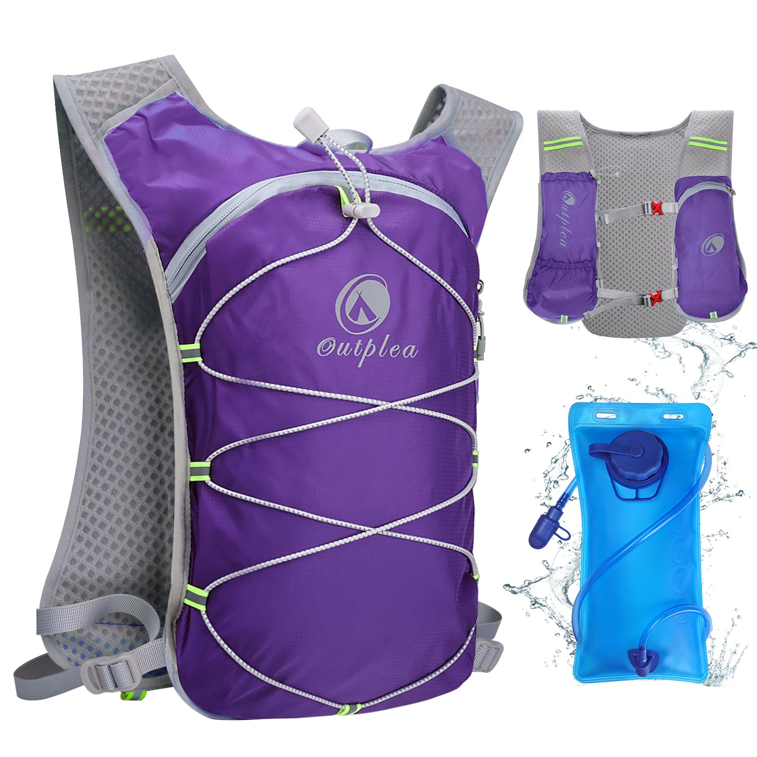2L Hydration Backpack for Running, Hiking & Camping - Lightweight Hydro Pack with Water Bladder - Perfect for Outdoor Activities, Festivals & Sports (Men & Women)