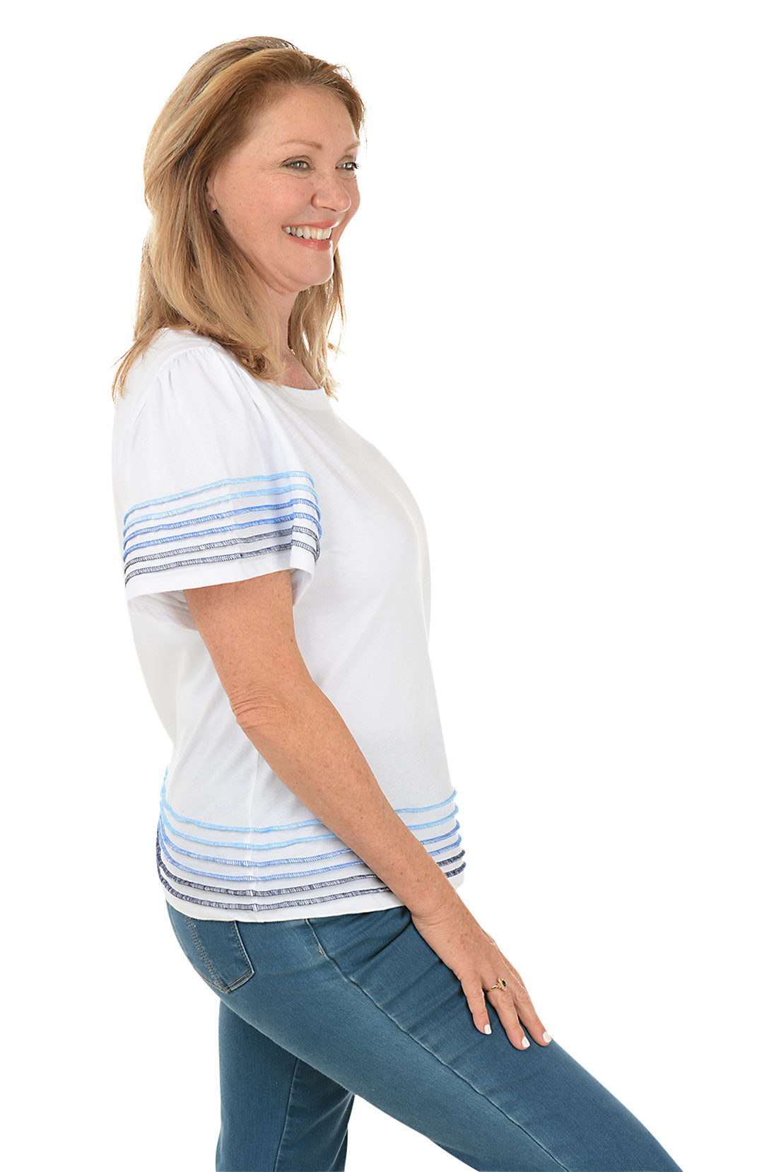 Ombre Contrast Seams T-Shirt for Women | Trendy Gradient Color Tee | Casual Wear & Street Style Outfits