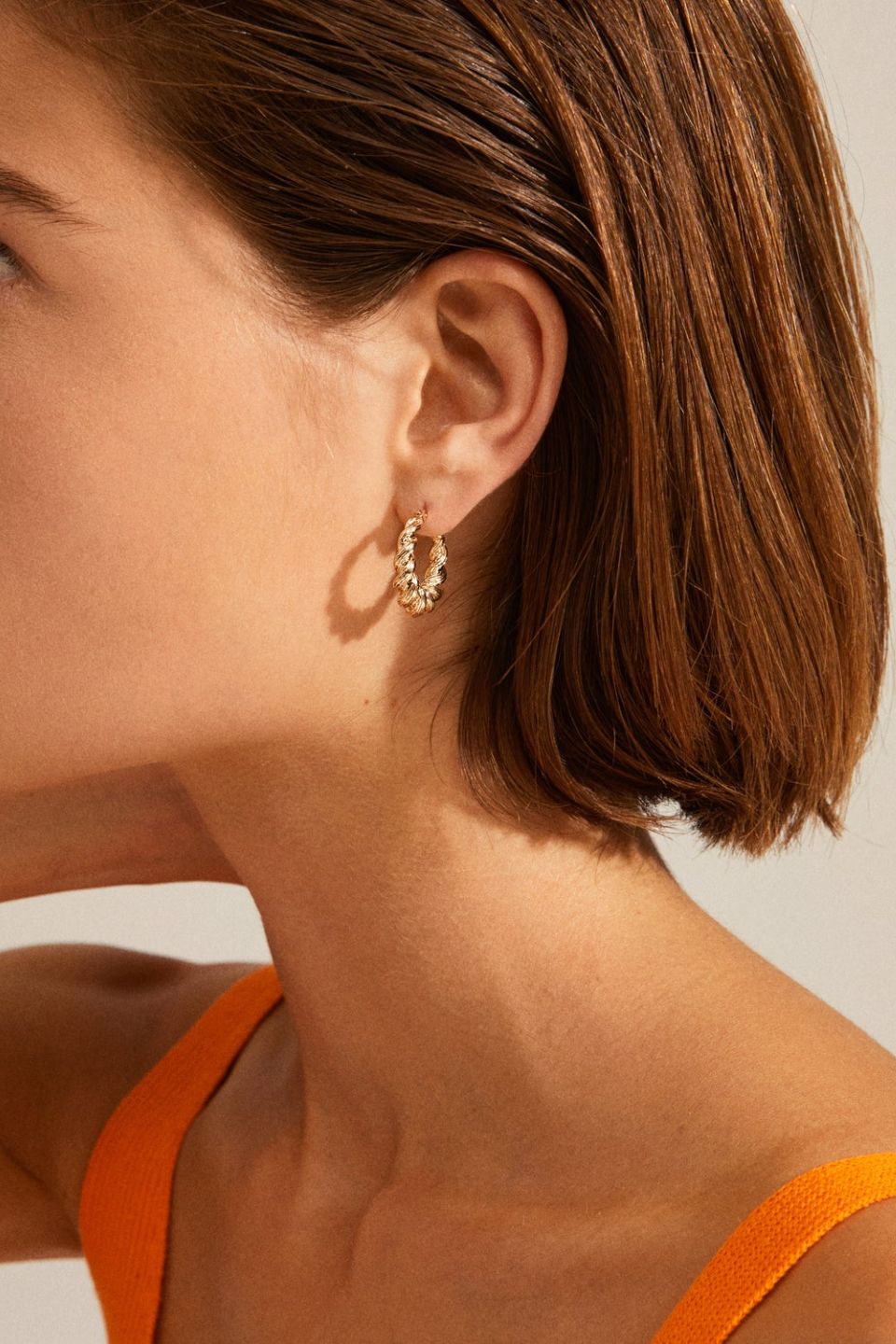 Eileen Gold Twirl Hoop Earrings - 14K Gold Plated Dangle Earrings for Women, Elegant Everyday Jewelry Gift | Perfect for Parties, Weddings & Office Wear