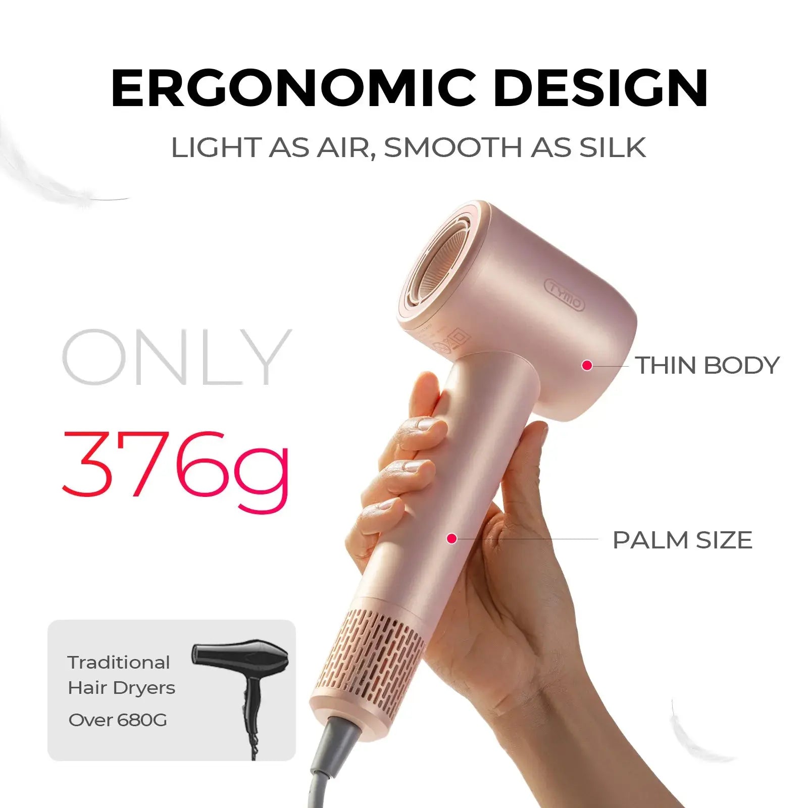TYMO AIRHYPE COMPACT Hair Straightener Brush - Fast Heating & Compact Design for Smooth & Shiny Hair at Home or Travel