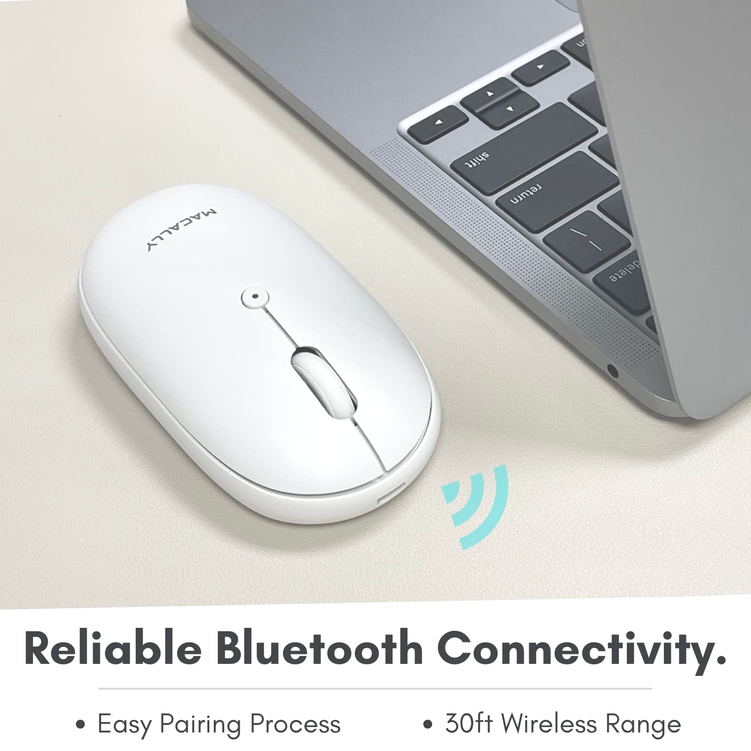 Macally Wireless Bluetooth Mouse - Rechargeable, Quiet & Ergonomic for MacBook Air/Pro, iMac, iPad, Windows PC - Perfect for Office, Home & Travel Use