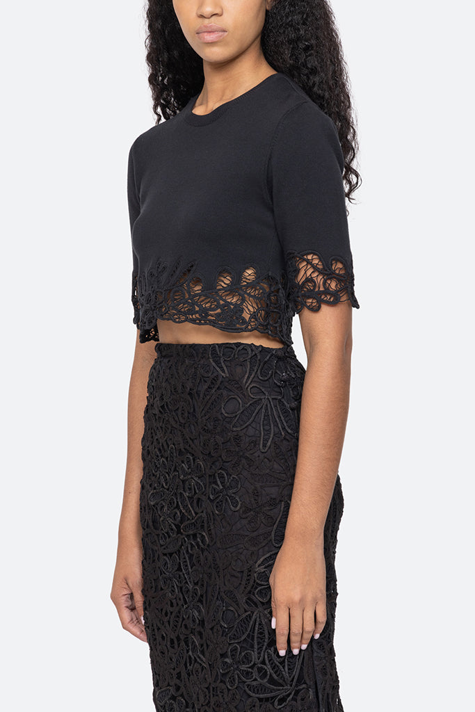Sea New York Elke Soutache Sweater Women's Black Knit Top - Perfect for Casual Outings, Office Wear & Date Nights