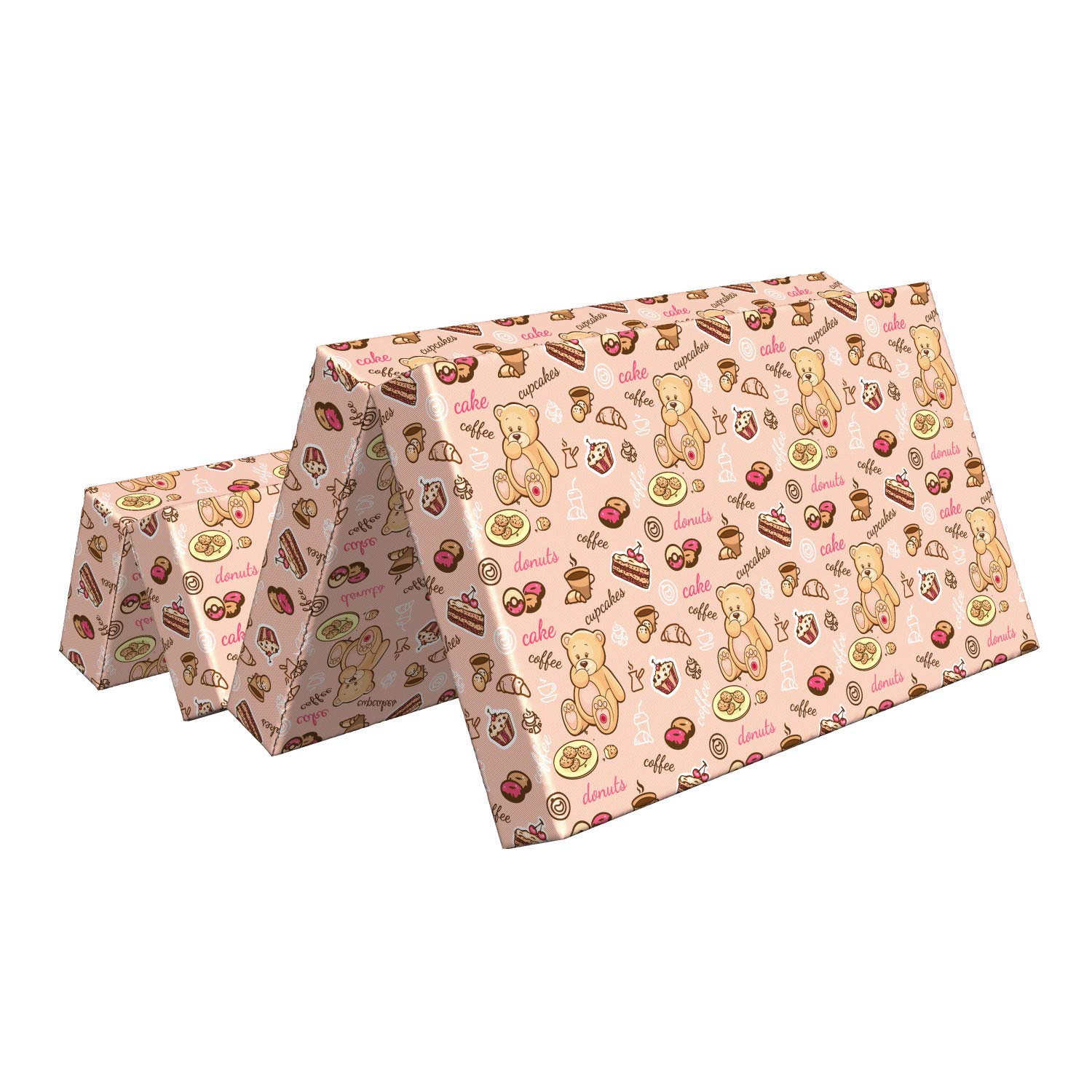 Ambesonne Dessert Themed Foldable Mattress - Cupcakes, Cookies & Donuts Print, 78.7