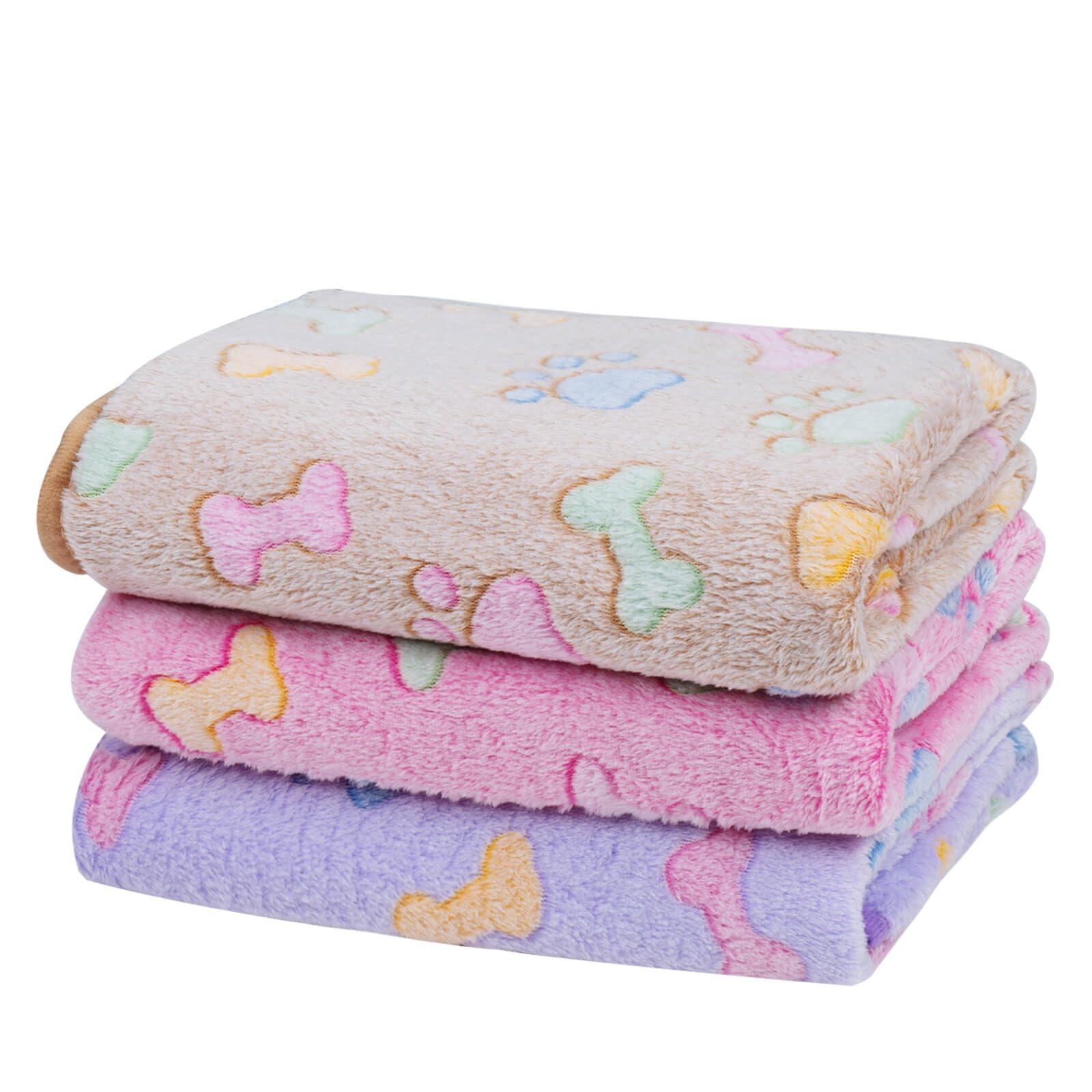 **Dono 3-Pack Soft Fluffy Fleece Pet Blankets – Warm & Cozy Paw Print Design for Dogs & Cats – Perfect for Beds, Couches, and Travel**
