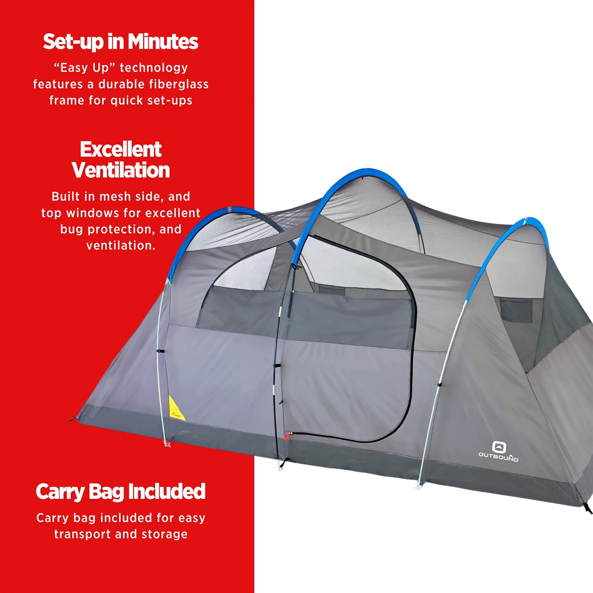 Outdoor Dome Tent for Camping - 3 Season Waterproof Tent with Rainfly & Carry Bag | Easy Setup for Backpacking, Hiking & Family Camping Trips