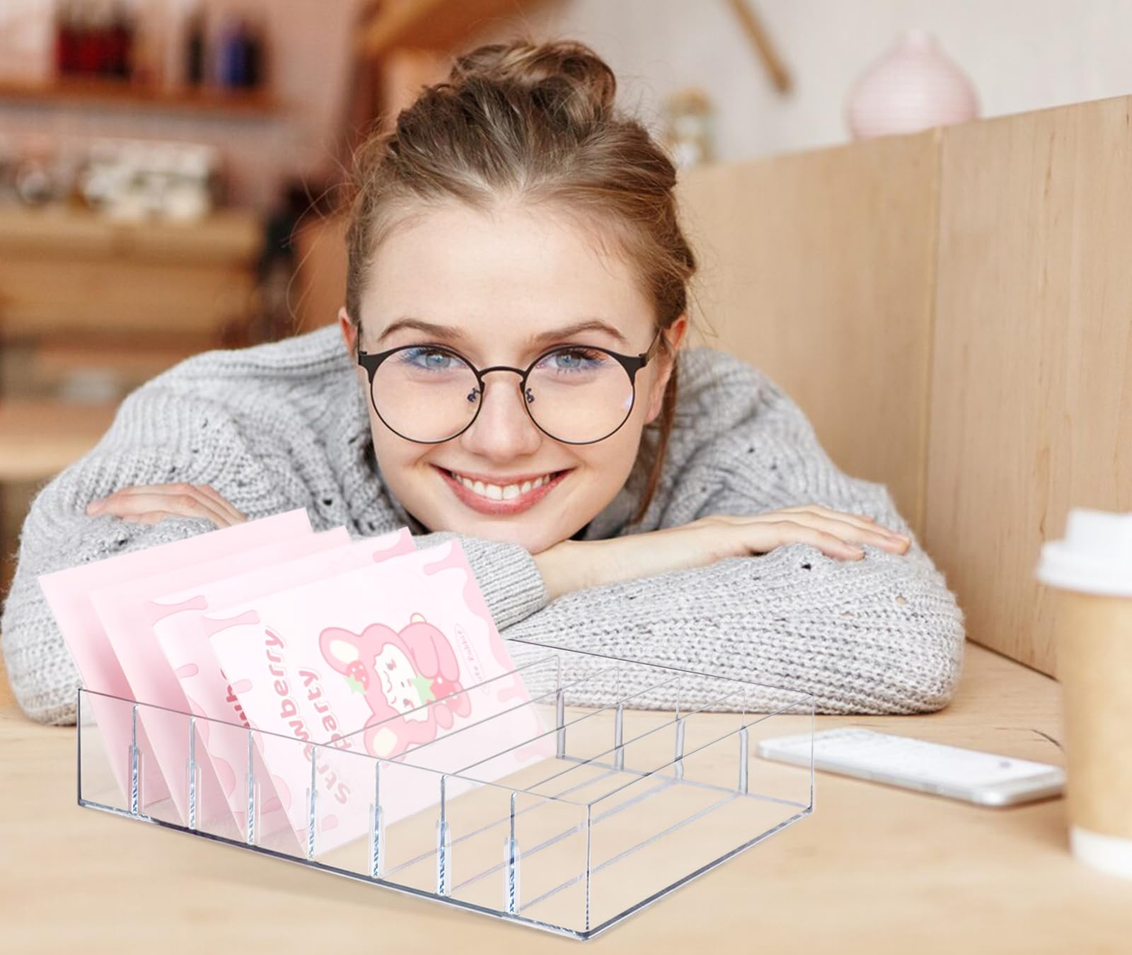 XUWAIDSGN Large Acrylic Cash Organizer - 8-Section Clear Money Budget Tray with Plastic Dividers | Bill Storage Holder for Cash Envelope System | Perfect for Home, Office & Small Business Budgeting (Clear)