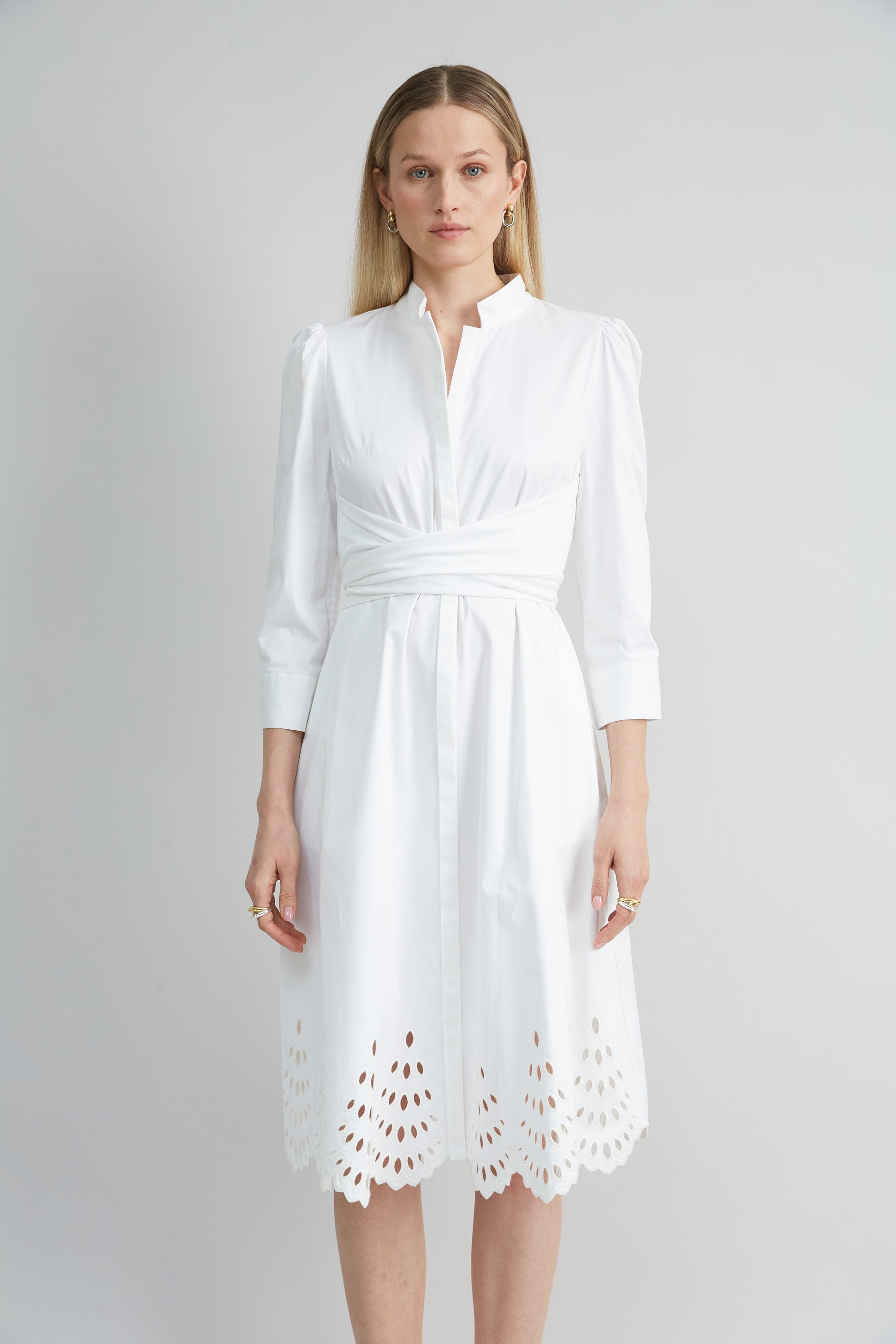 Elegant Cotton Tie Embroidered Dress for Women - Summer Floral Maxi Dress for Beach, Wedding & Party Occasions