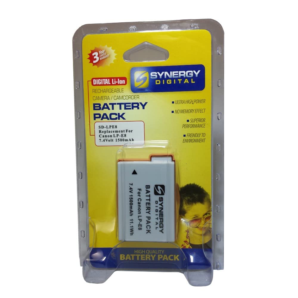 Synergy Digital Camera Batteries - 4 Pack, 7.4V 1500mAh Li-ion Replacement for Ultralast CAM-LPE8P - Perfect for Travel Photography, Vlogging & Professional DSLR Cameras
