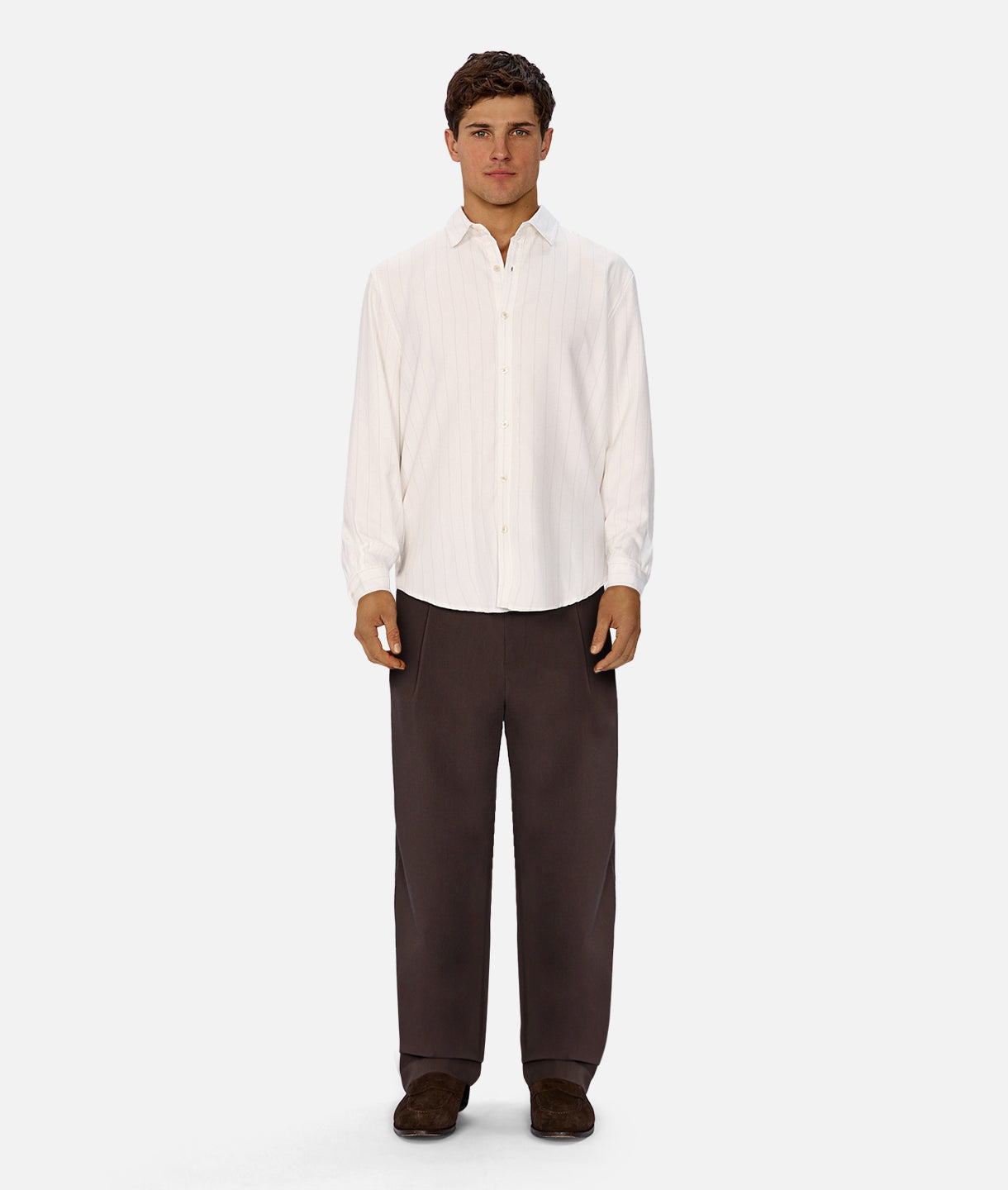Premium Chaumont Long Sleeve Shirt - Off White & Grey | Comfortable Casual Wear for Men | Perfect for Office, Outings & Date Nights