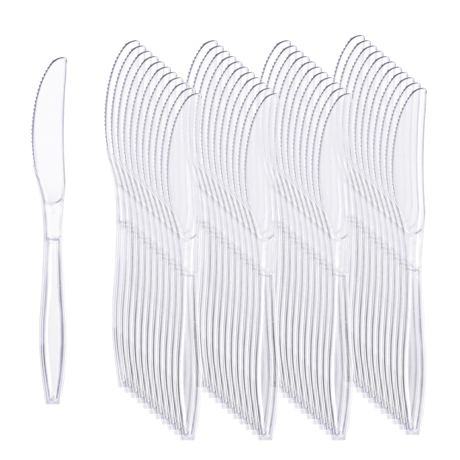 Liacere 360PCS Heavy Duty Disposable Plastic Knives - BPA-Free, Heat Resistant & Durable Clear Plastic Cutlery for Parties, Picnics, BBQs, and Catering Events - Bulk Pack of Premium Plastic Knives