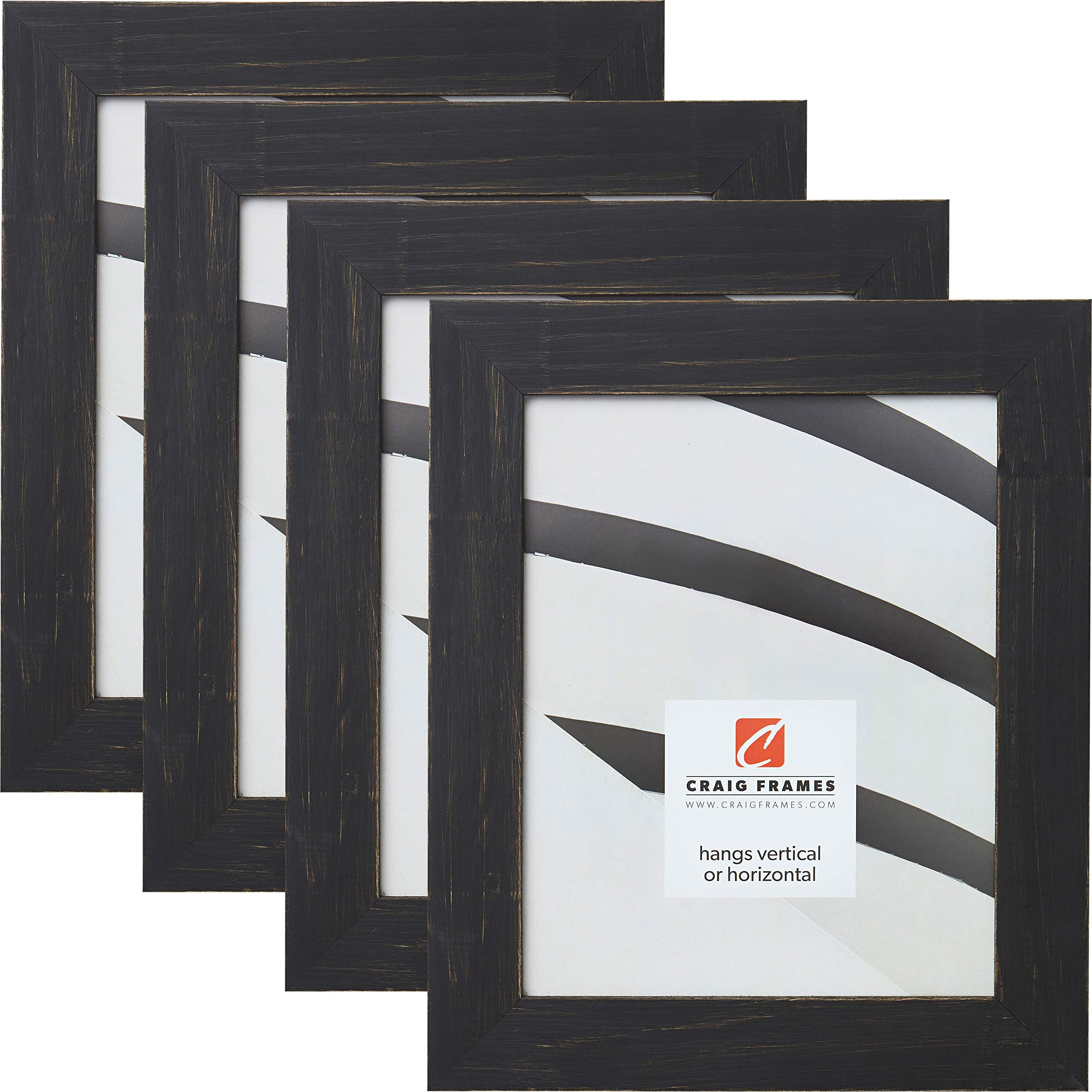 Craig Frames Jasper 13x19 Inch Picture Frame Set of 4 - Country Charcoal Black Wood Wall Photo Frames for Home Decor, Living Room, Bedroom & Office Display