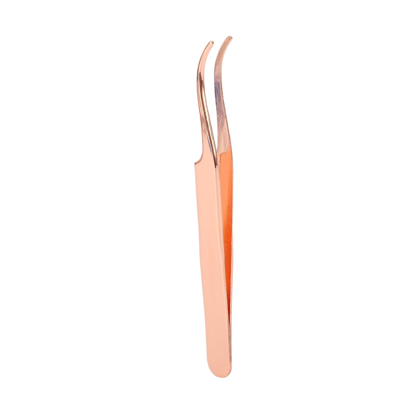 Rose Gold Stainless Steel Eyelash Tweezers - Curved Precision Lash Applicator for Easy Eyelash Extensions & Removal | Perfect for Professional Salons & DIY Home Use