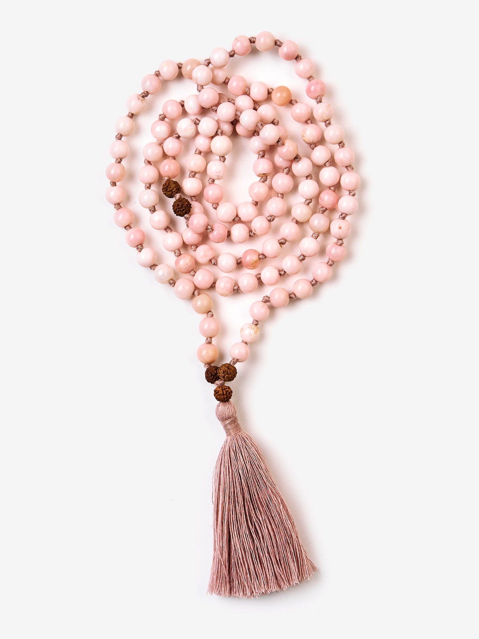 Pink Opal Mala Bead Necklace - Meditation & Yoga Jewelry for Women - Spiritual Healing & Mindfulness Accessory