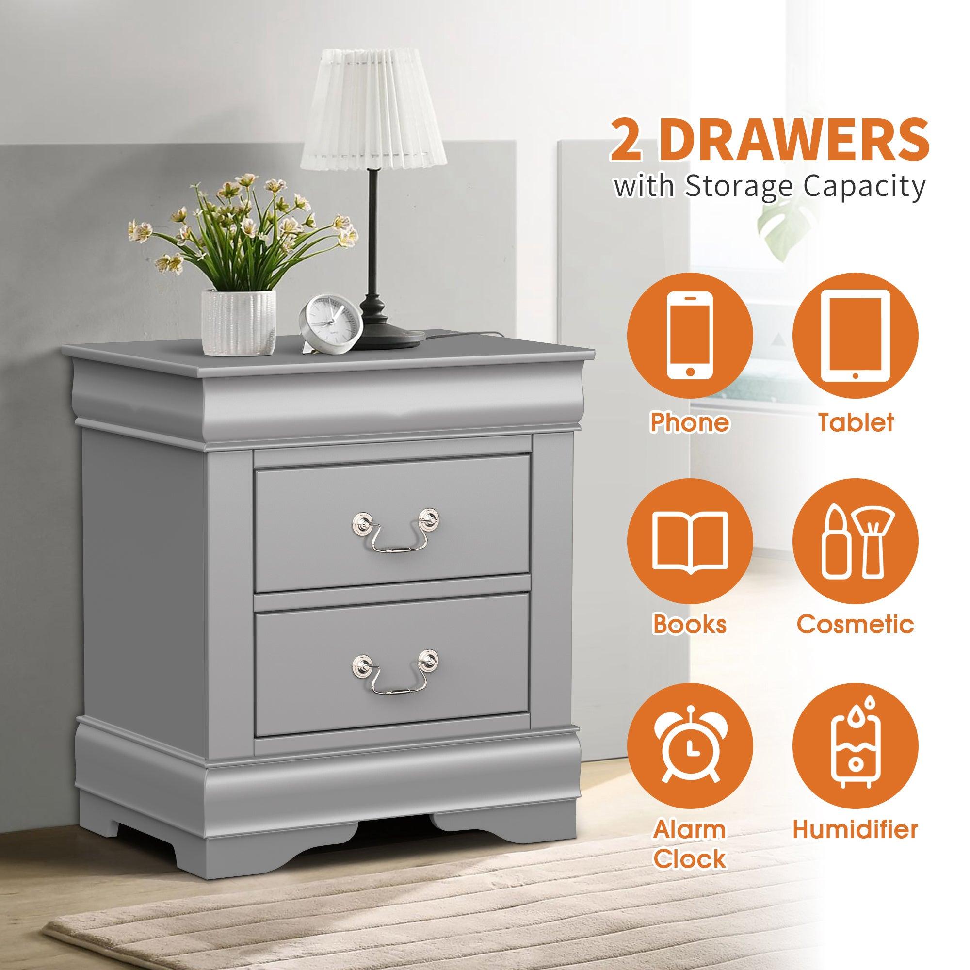 Louis Philippe Night Stand by Furniture of America - Elegant Bedside Table for Bedroom Decor, Storage & Organization