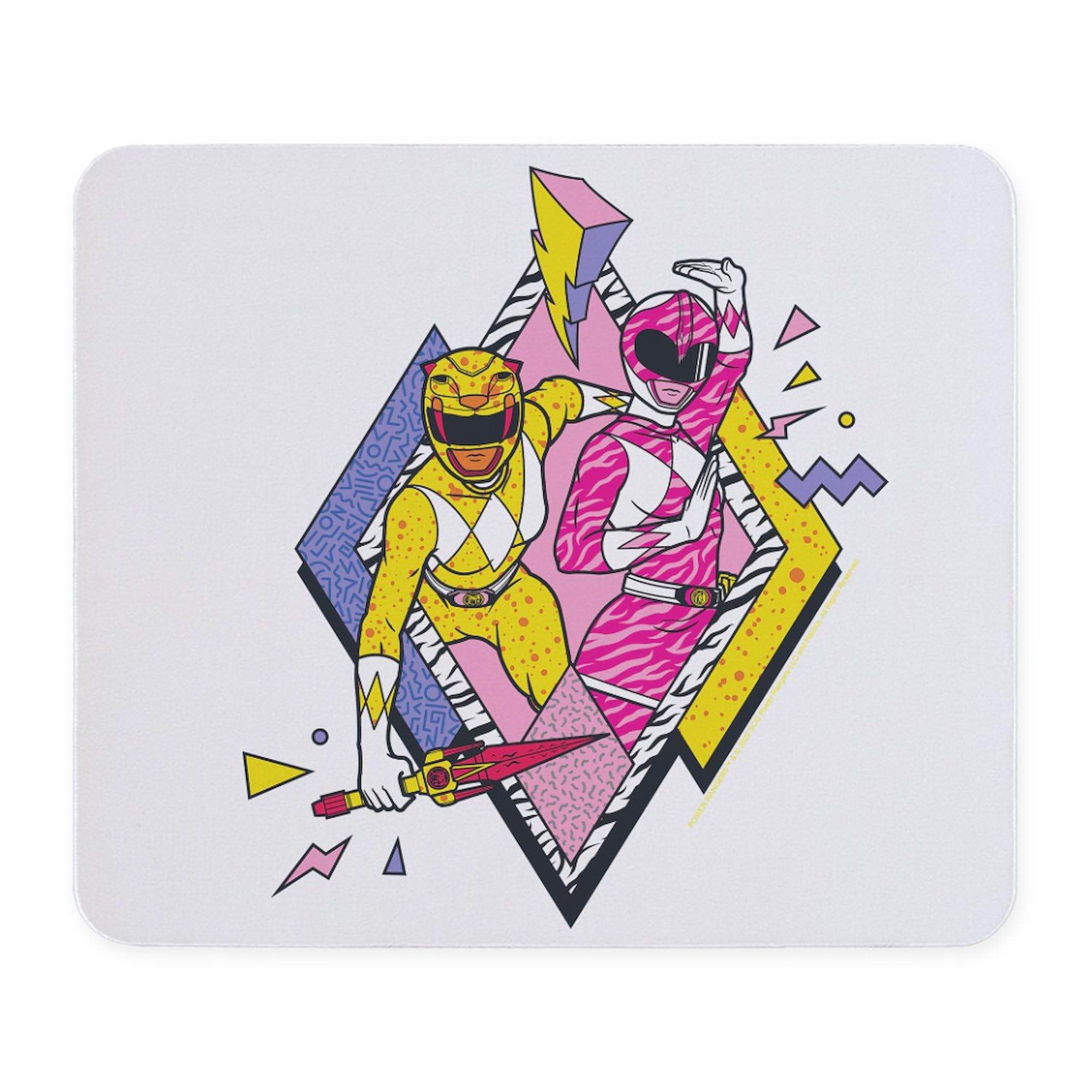 Power Rangers Yellow & Pink Ranger Non-Slip Rubber Gaming Mouse Pad - Perfect for PC, Laptop, Office & Gaming Setup