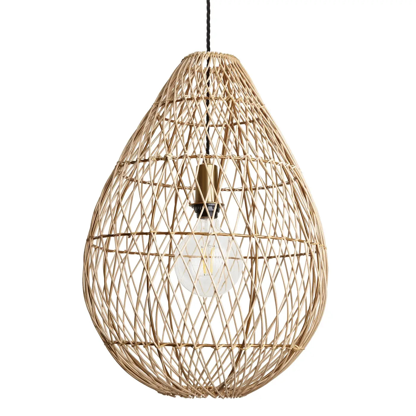 16 Inch Coastal Rattan Ceiling Pendant Light with Natural Woven Texture - Perfect for Beach House, Boho Bedroom or Porch Lighting Decor