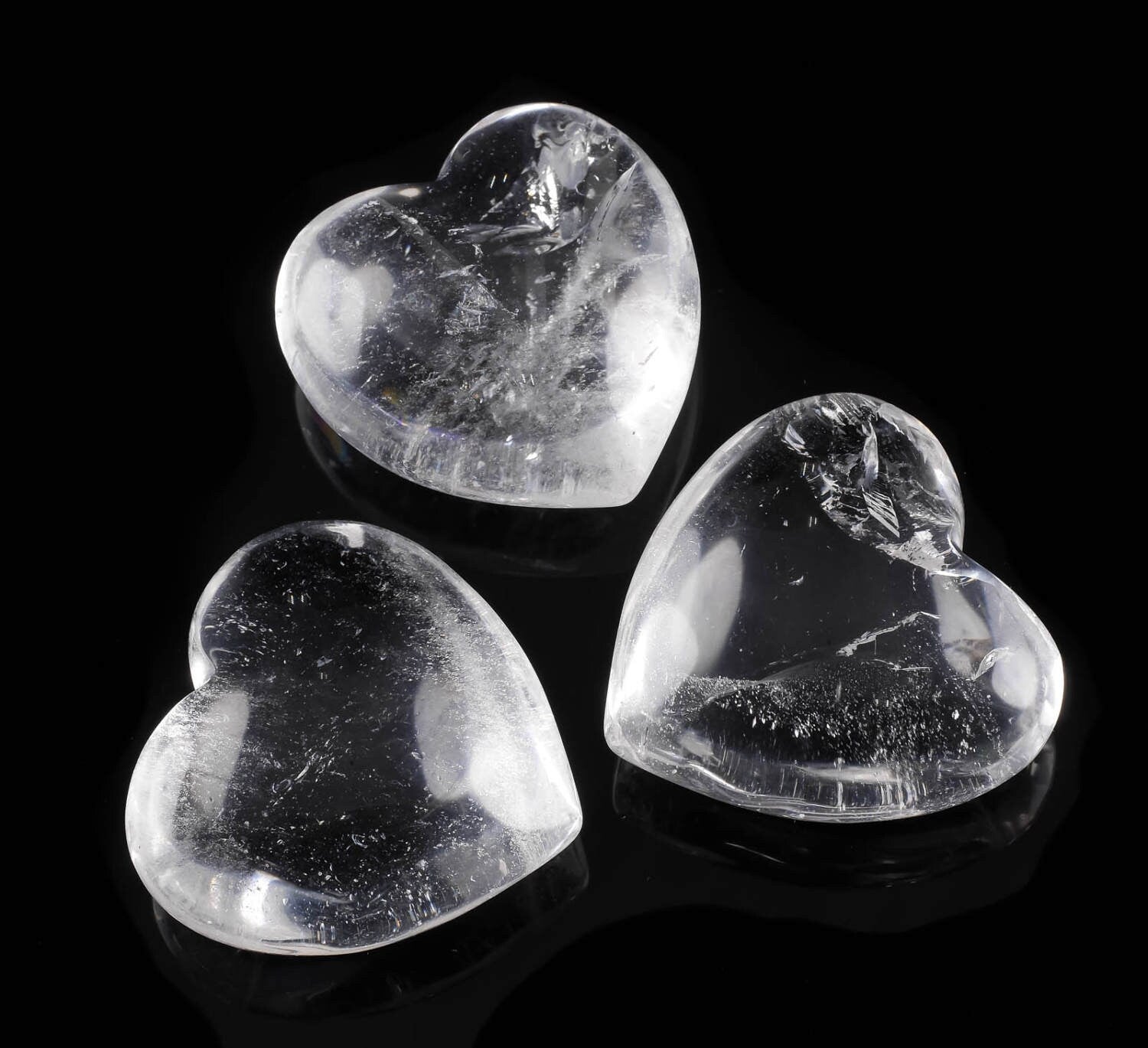 Clear Quartz Crystal Heart - Thick or Thin - Self Care Gift for Mom, Home Decor, Healing Stones & Crystals (E0226) - Perfect for Meditation, Reiki, Yoga & Spiritual Healing