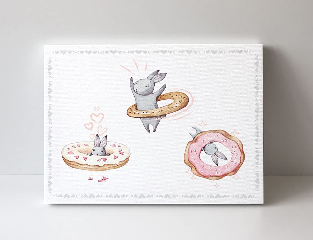 Cute Bunny Wall Art Canvas - Nursery & Playroom Decor for Baby Girl - Perfect Baptism, New Baby & Baby Shower Gift - Pink Rabbit Wall Art for Toddler Rooms & New Mom Gifts | Ideal for Nursery Decor, Birthday Presents & Gender Reveal Parties
