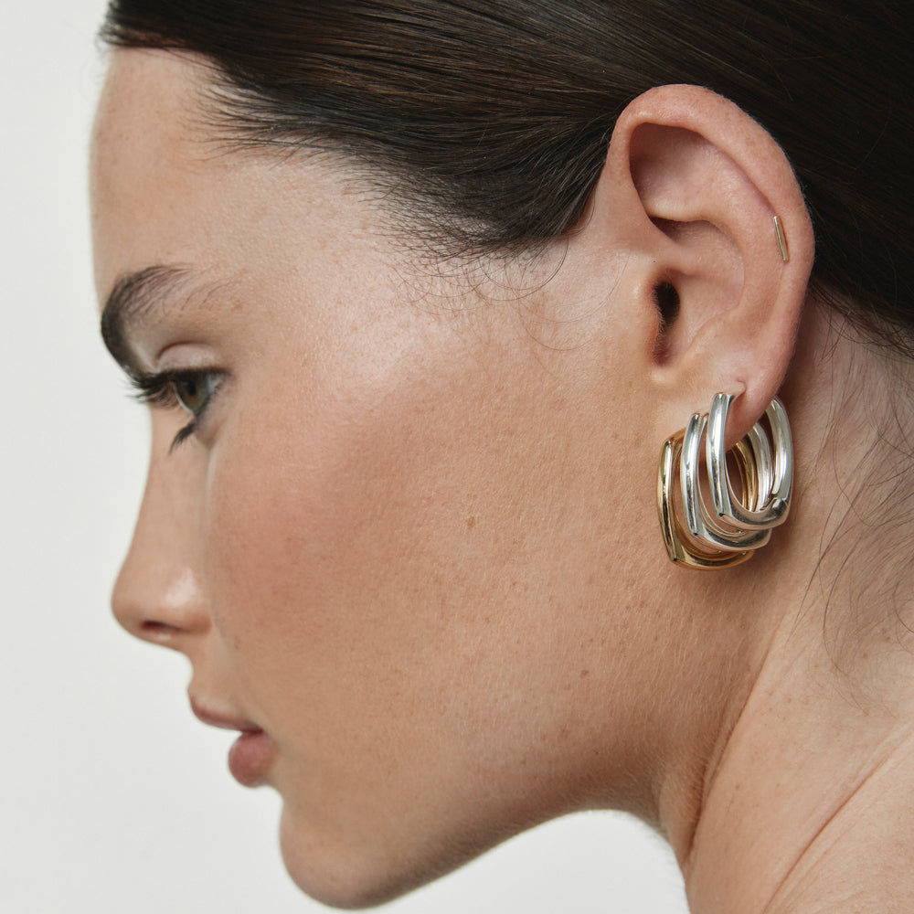 Sterling Silver Maxi Square Edge Hoops - Elegant Statement Earrings for Women | Perfect for Parties, Weddings & Everyday Wear