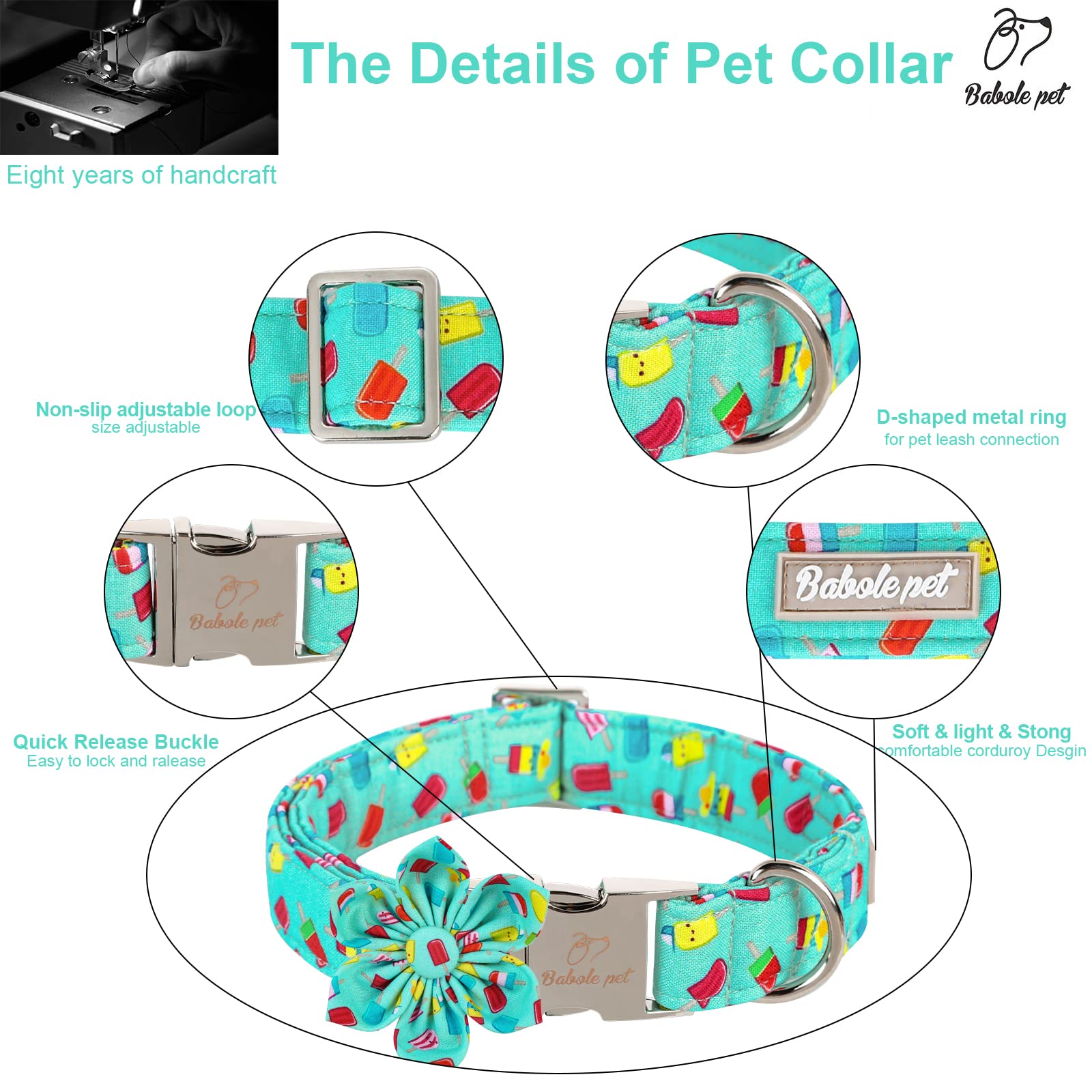 4th of July Dog Bow Tie Collar - Patriotic American Flag Pet Accessory with Metal Buckle for Small, Medium & Large Dogs - Red White & Blue Dog Necktie for Independence Day, Memorial Day & Labor Day - Perfect for Festive Parties, Parades & Photo Shoots (Popsicle Green Flower Design, XS Size)
