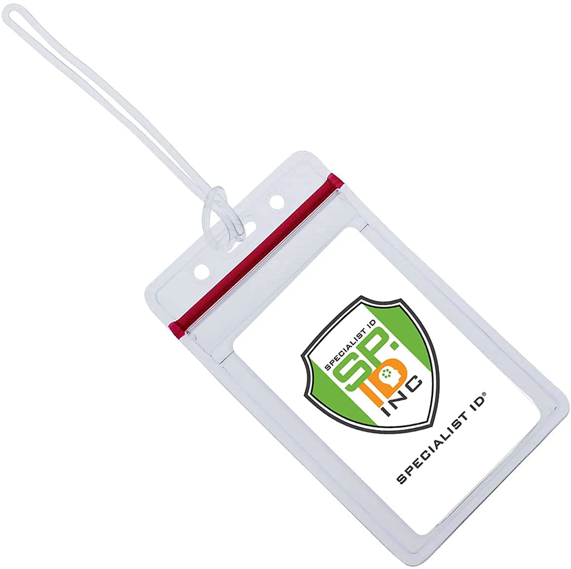 5 Pack Clear Plastic Luggage ID Tags with Loops - Waterproof Resealable Bag Tags for Travel, Business Cards & Student IDs - Perfect for Suitcases, Backpacks & School Supplies by Specialist ID
