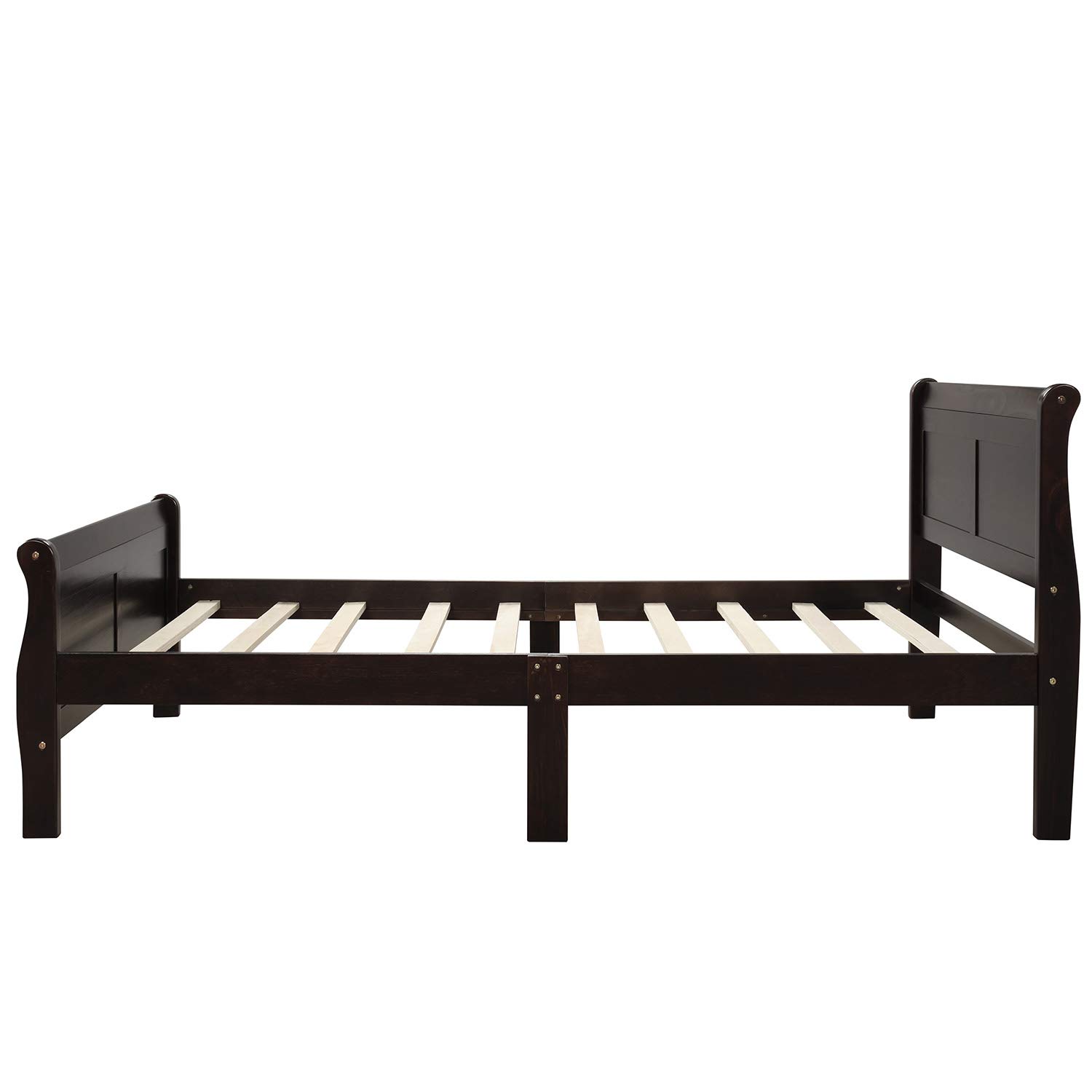 Solid Wood Twin Size Platform Bed Frame with Headboard & Footboard - Sturdy Wood Slat Support for Mattress Foundation - Perfect for Kids' Rooms, Guest Bedrooms & Small Spaces