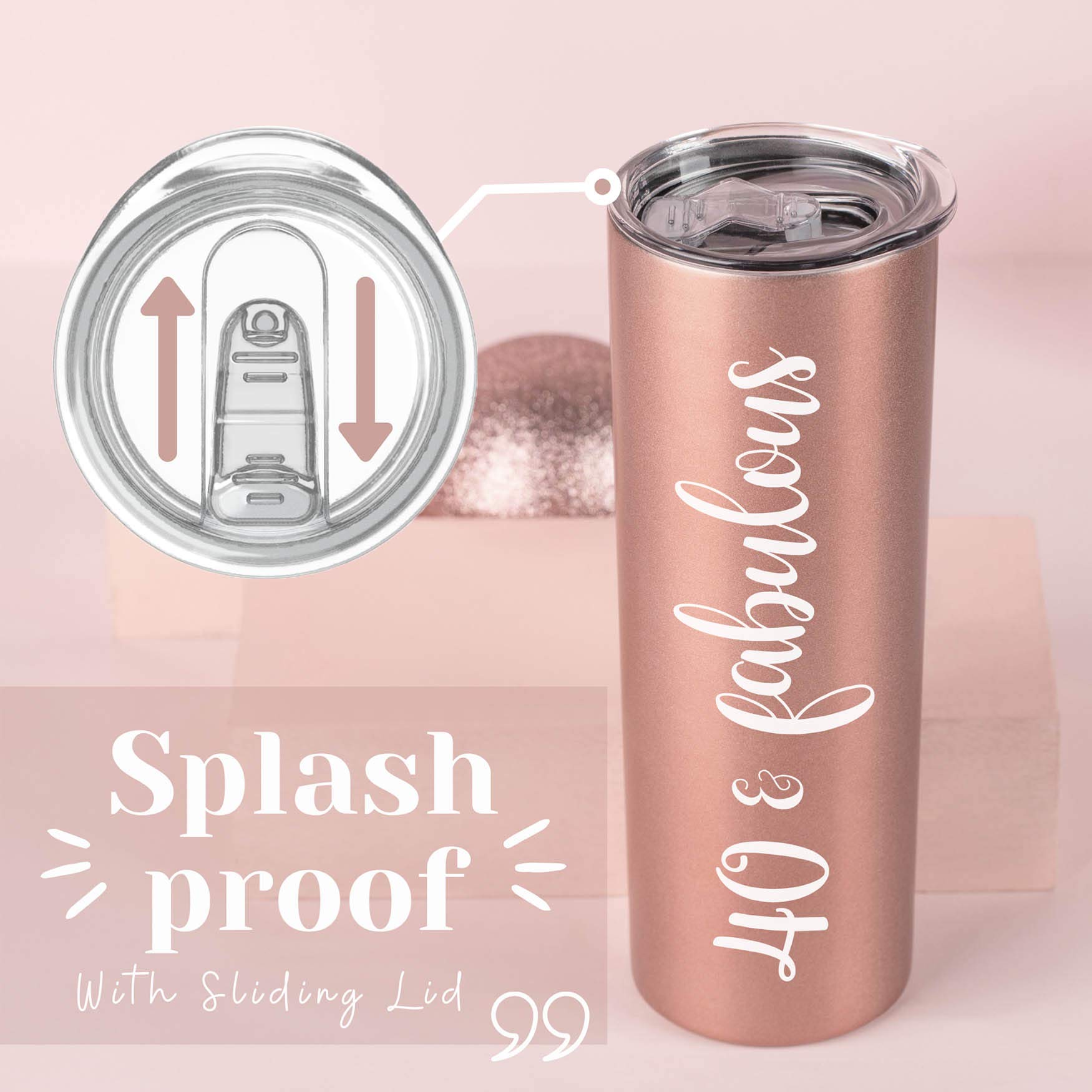 Onebttl 40th Birthday Gifts for Women - 20oz Rose Gold Tumbler with Straw | Unique & Fabulous 40th Birthday Present Ideas | Perfect for Her Milestone Celebration, Office Use, or Outdoor Adventures