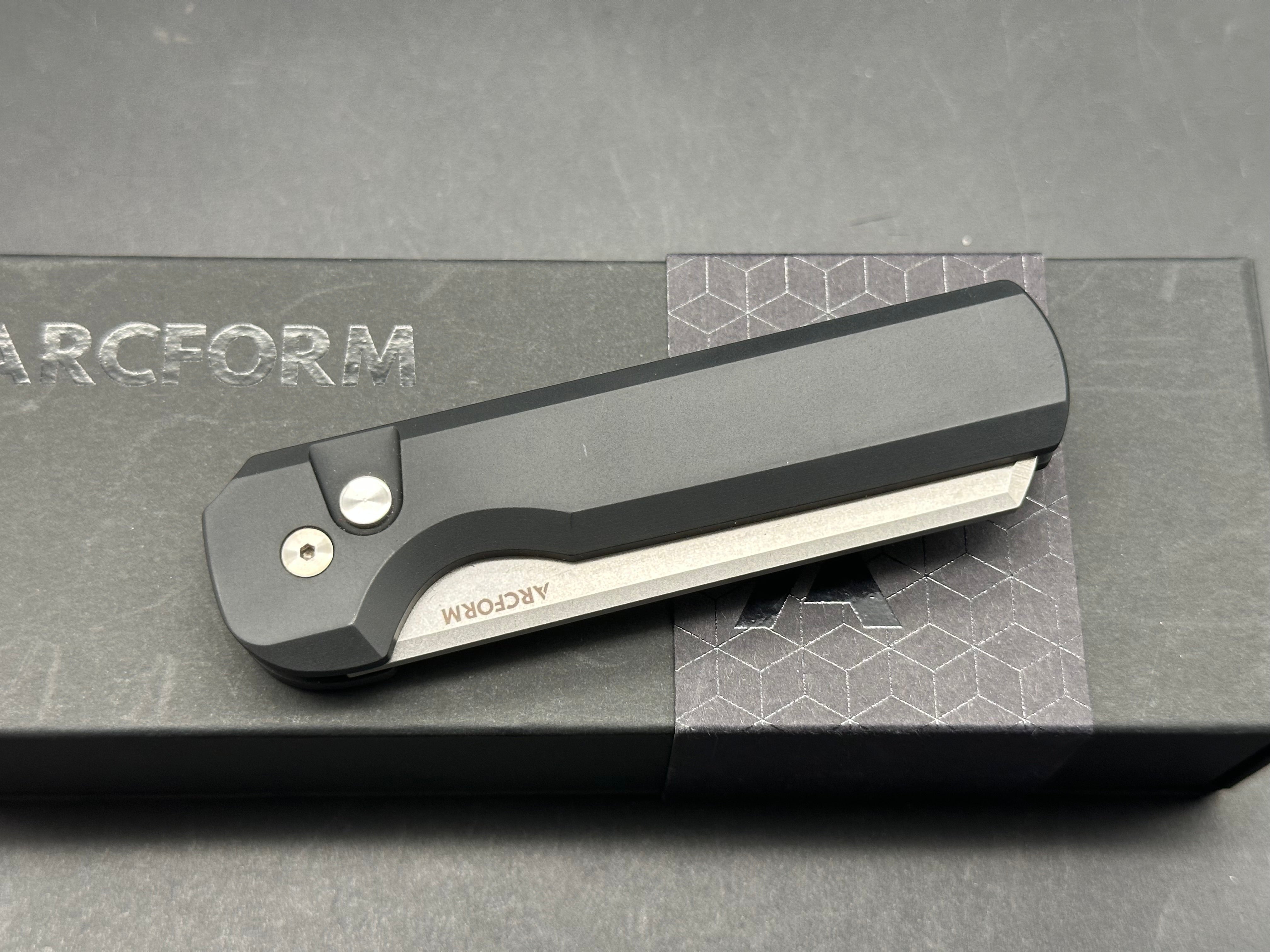 Arcform Slimfoot Auto Knife - Black Aluminum Handle, 3.125