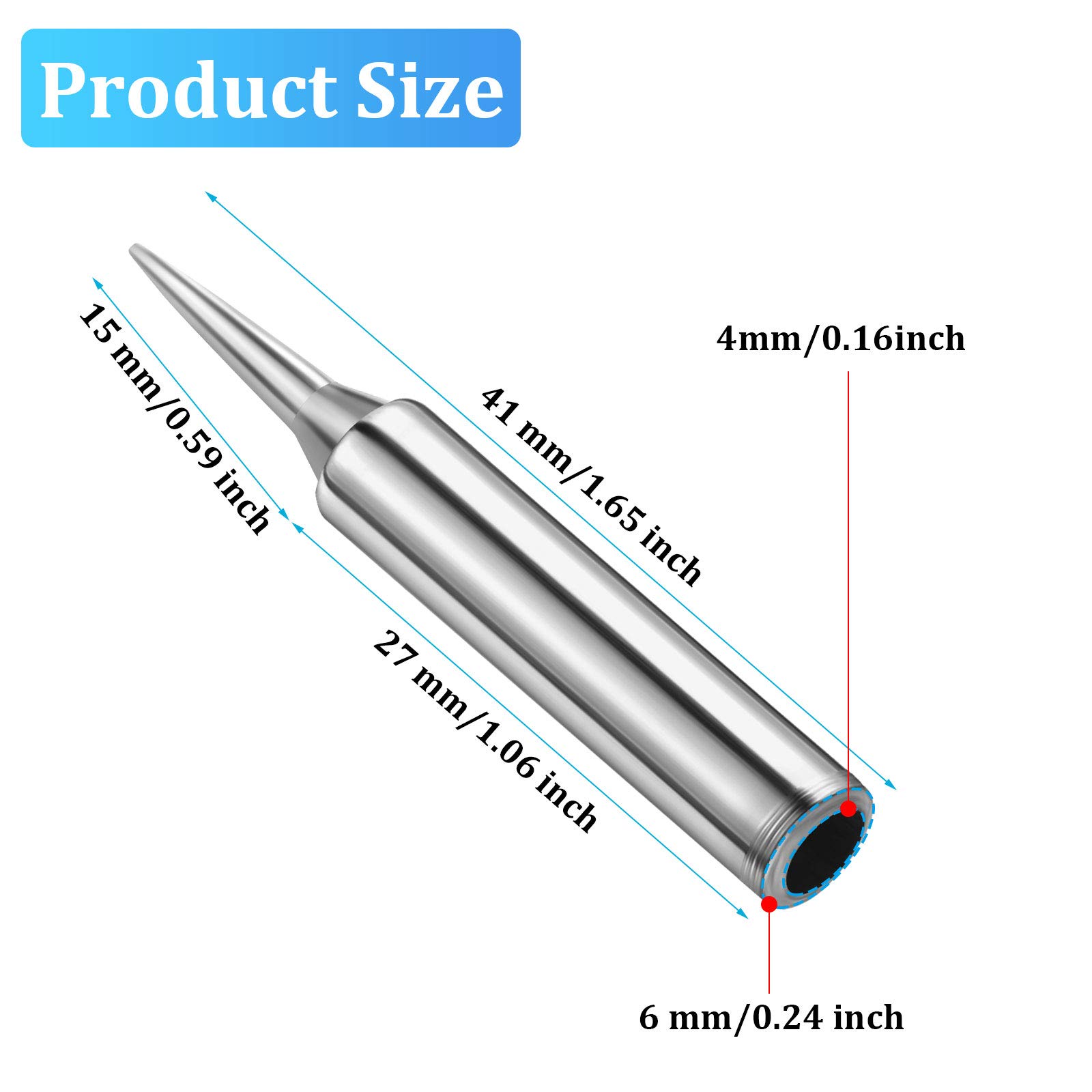20-Piece Soldering Iron Tip Set - Pointed Fine Replacement Tips Compatible with Hakko 900M-T-I & Other Soldering Tools - Ideal for Electronics Repair, DIY Projects & Circuit Board Work