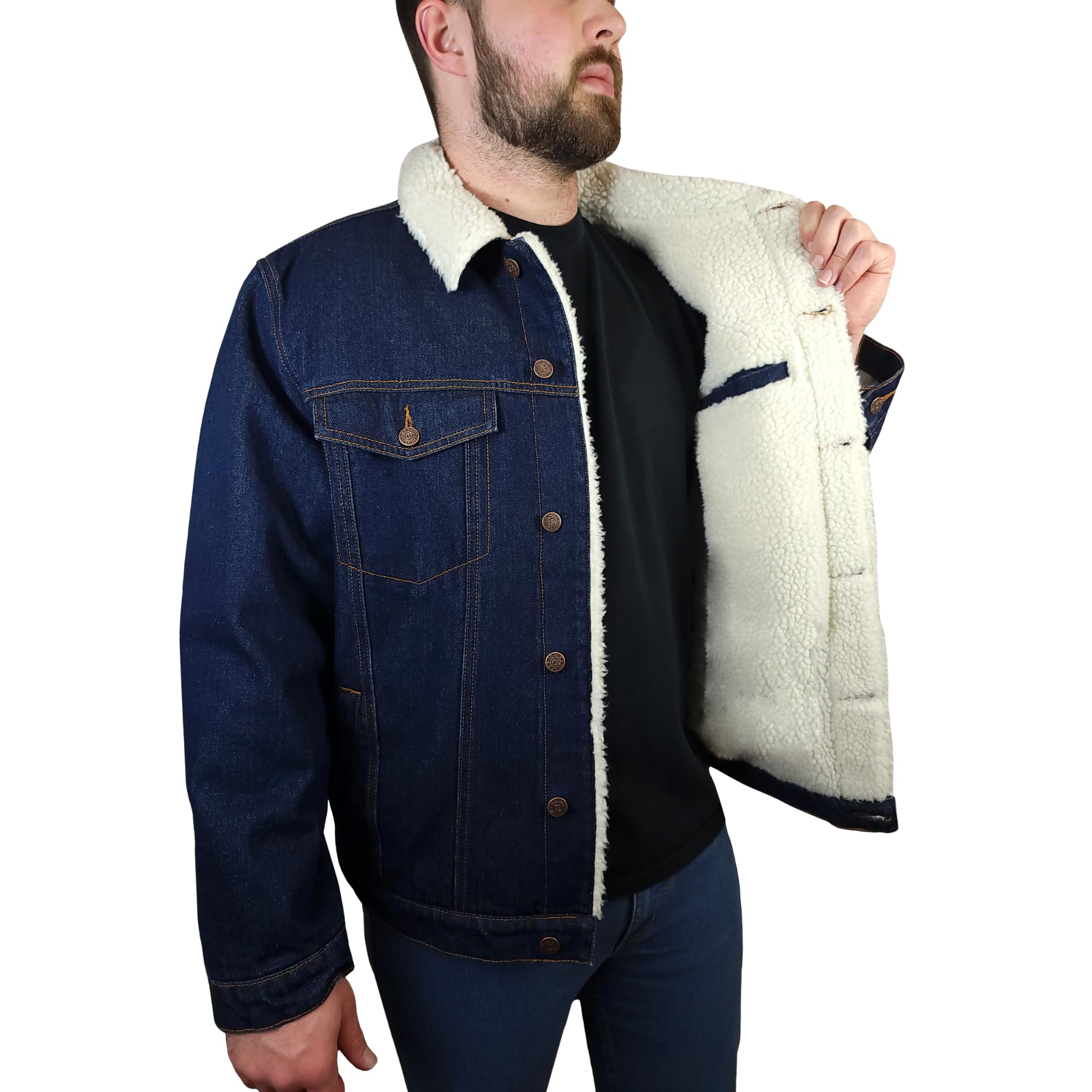 Victory Outfitters Men's Fleece Lined Washed Denim Jacket - Warm Winter Coat for Outdoor Activities & Casual Wear