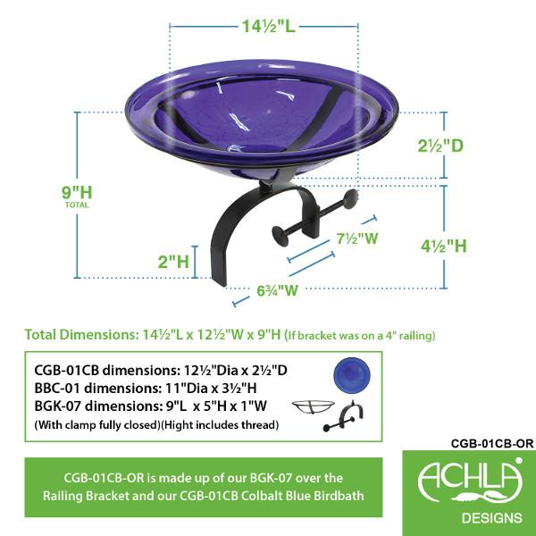 Cobalt Blue Crackle Glass Birdbath Bowl - Outdoor Garden Decoration for Birds, Perfect for Backyard, Patio, and Lawn Decor