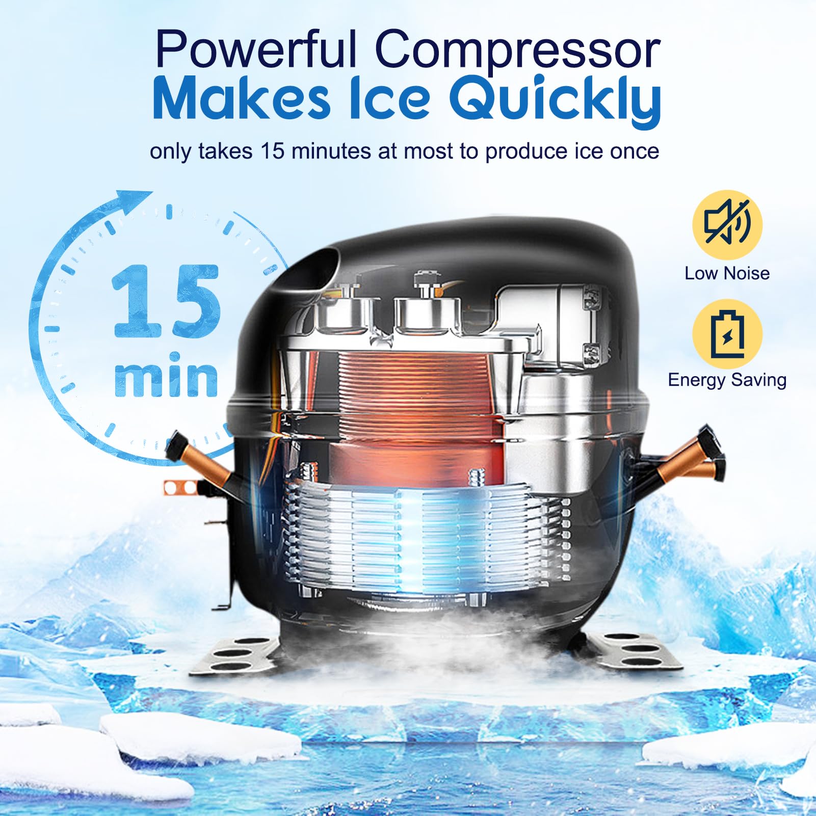 Zstar Commercial Ice Maker Machine - 33LBS Under Counter Ice Maker with LCD Display & Self-Cleaning, Stainless Steel Freestanding Ice Machine for Restaurants, Bars, Home Kitchen, and Outdoor Events