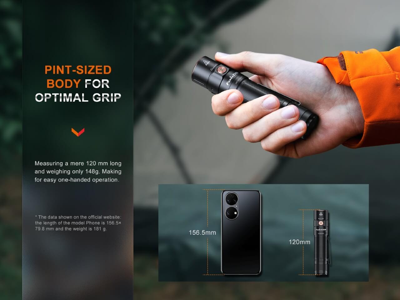 Fenix E35R High Performance Rechargeable LED Flashlight - 2000 Lumens, USB-C Charging, Waterproof for Camping, Hiking & Emergency Use