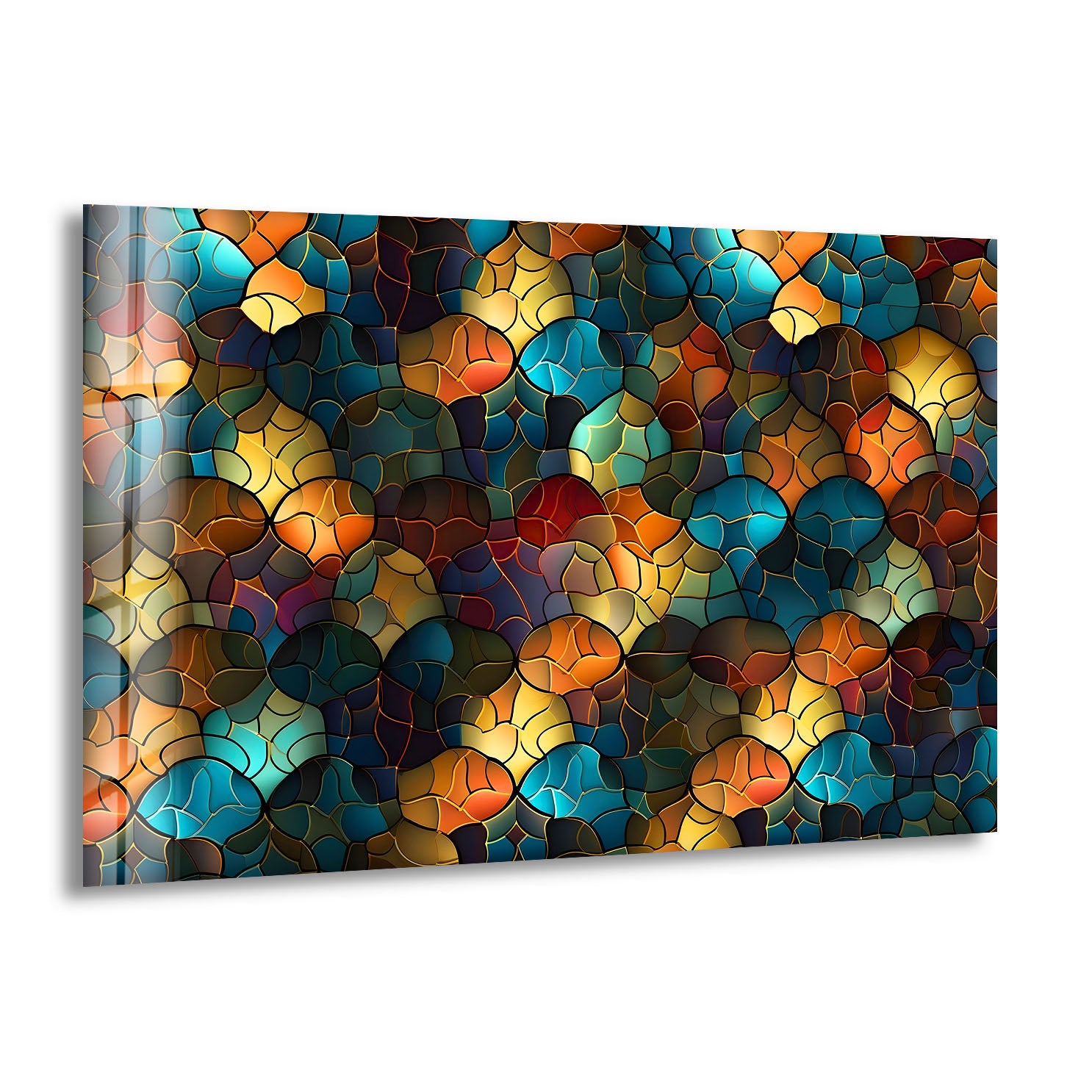 Abstract Stained Glass Wall Art - Vibrant Mosaic Glass Panel for Home Decor, Church Windows & Gift Ideas