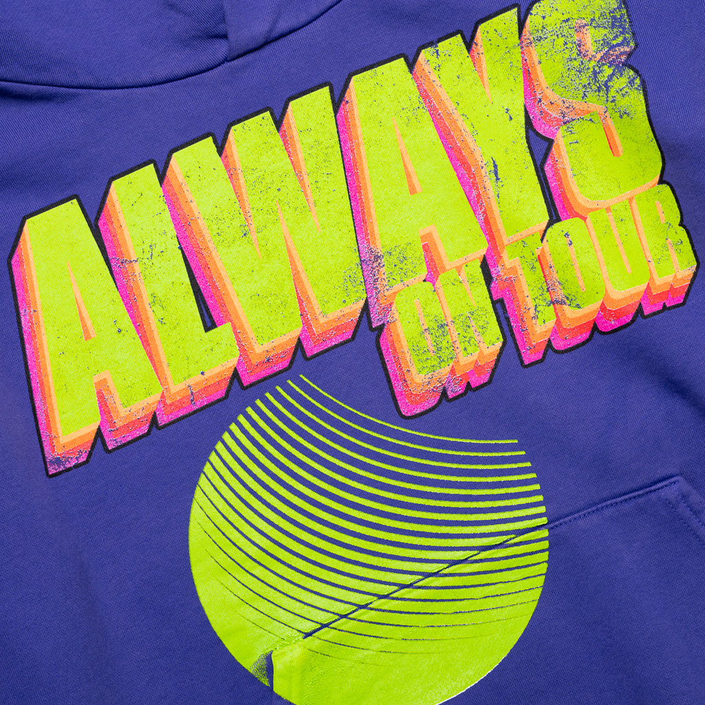 Always On Tour Lo Fi Anniversary Hoodie - Medium Lilac | Cozy Unisex Pullover for Music Lovers, Perfect for Concerts & Chill Evenings