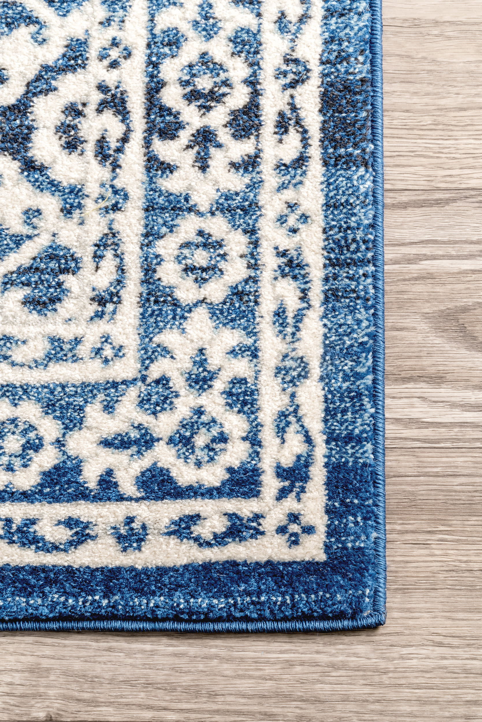 Floral Symphony Rug - Dark Blue Handmade Vintage Area Rug for Living Room, Bedroom & Dining Room Decor