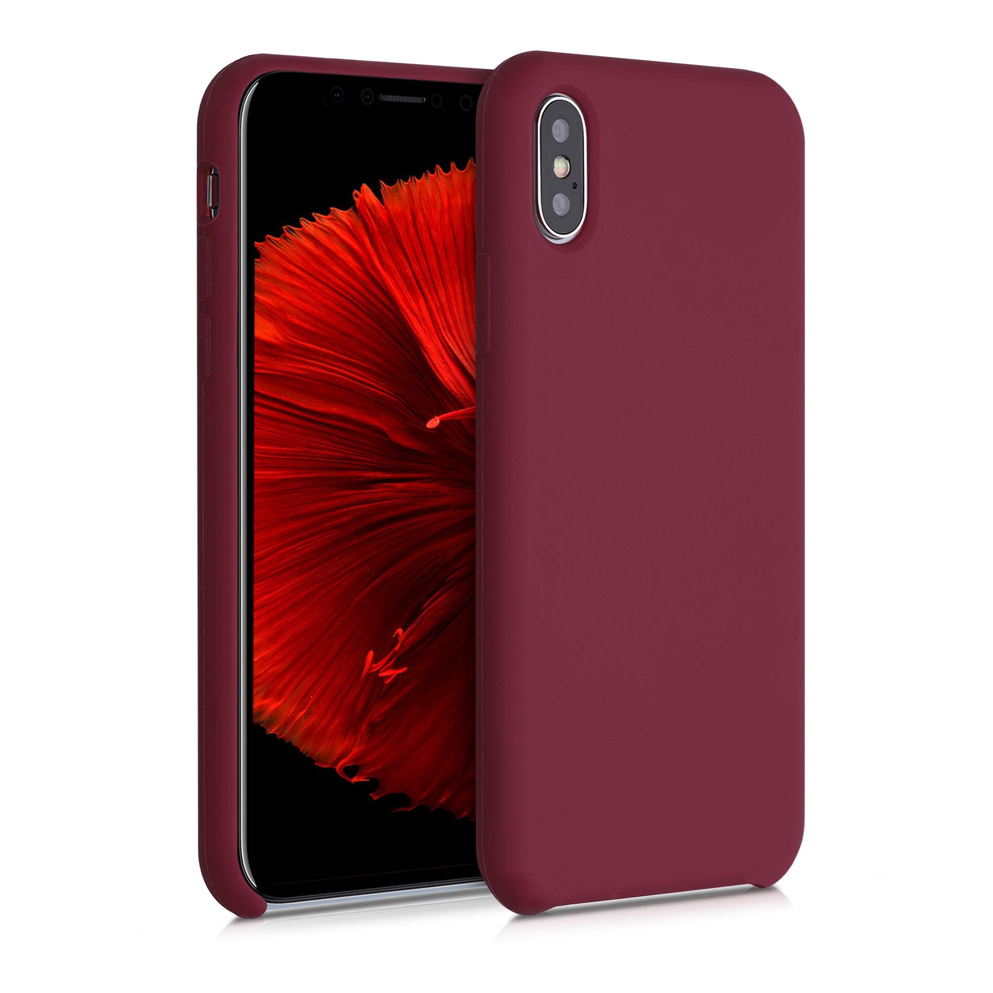 kwmobile Shockproof TPU Silicone Case for Apple iPhone X - Soft Matte Finish, Rhubarb Red - Perfect for Daily Use, Work & Travel Protection