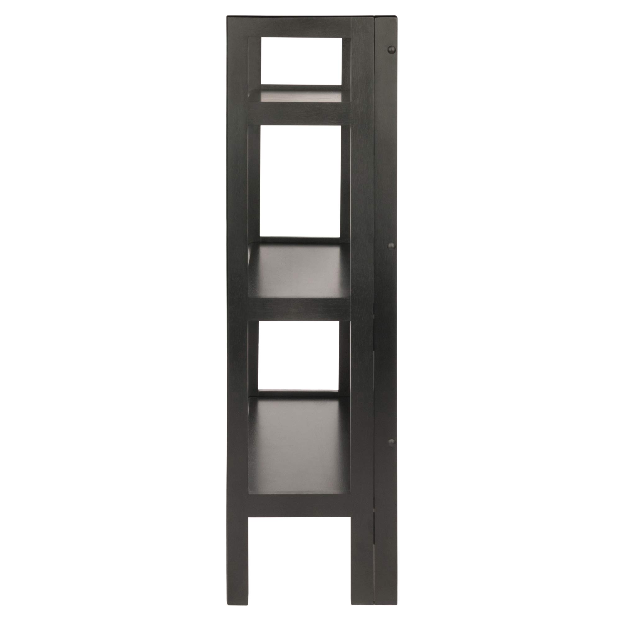 Winsome Wood Terry 3-Tier Black Wooden Shelf - Modern Storage Solution for Living Room, Bedroom, or Office Organization