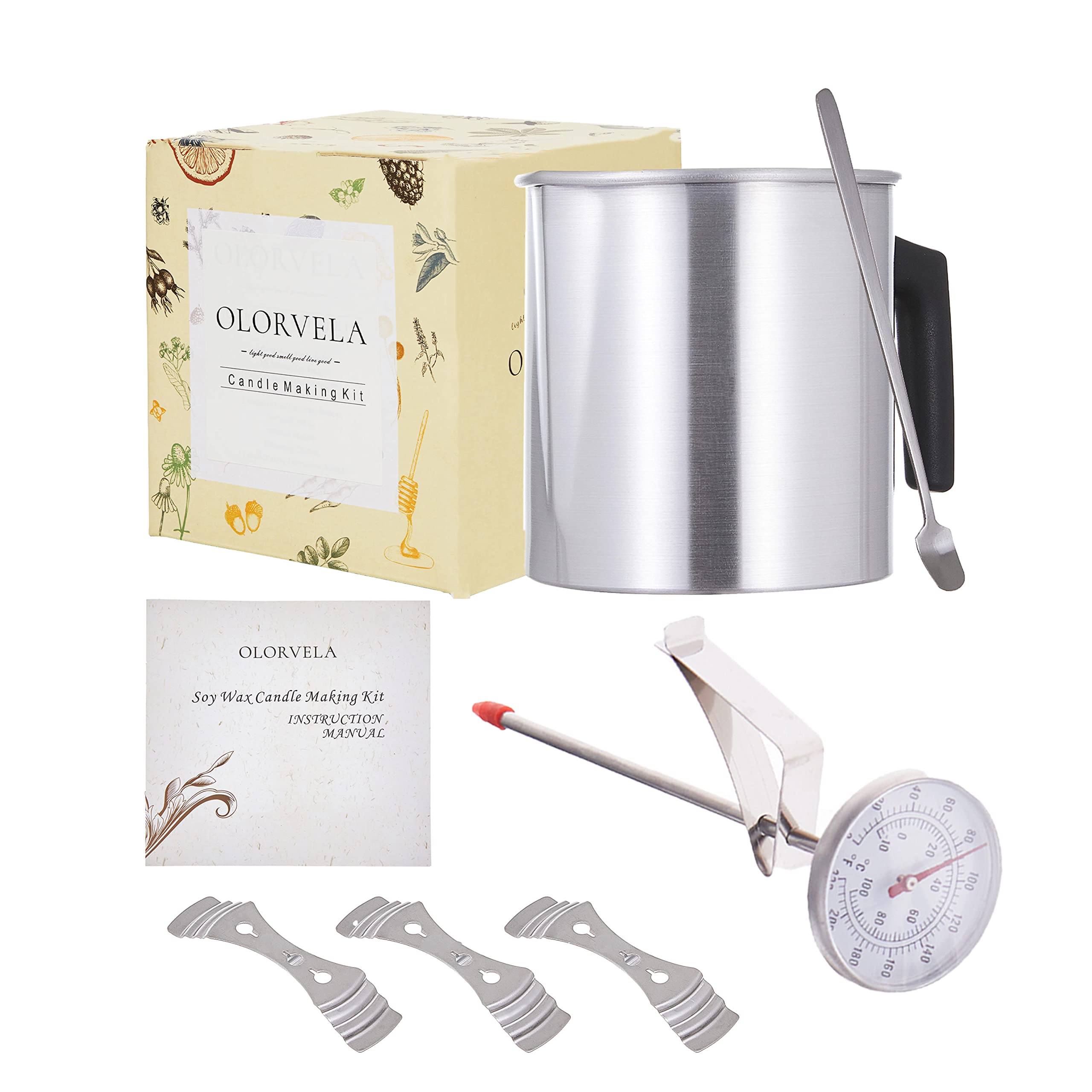 Olorvela Candle Wax Melting Pot with Thermometer - 16oz Candle Pouring Pot Kit for DIY Candle Making, Soap Making & Craft Projects - Perfect for Home, Gifts & Small Business Use