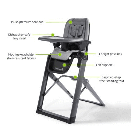 Baby Jogger City Bistro High Chair - Adjustable Infant Feeding Seat with Removable Tray & Easy Clean Fabric - Perfect for Home, Restaurant & Travel Use