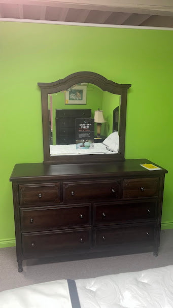 Solid Cherry Wood Triple Dresser with Mirror - Spacious Storage for Bedroom, Closet & Nursery Organization