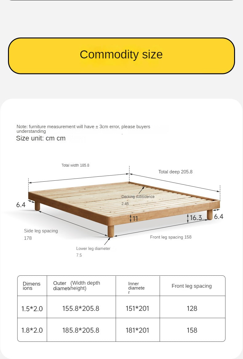 Pine Solid Wood Minimalist Platform Bed - No Headboard - Modern Scandinavian Style Bed Frame for Small Spaces - Perfect for Apartments, Dorms & Tiny Homes