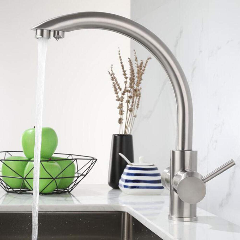 3-in-1 Stainless Steel Kitchen Water Filter Tap with Hot & Cold Pure Water | 360° Rotation Single Hole Faucet | Perfect for Drinking, Cooking & Dishwashing